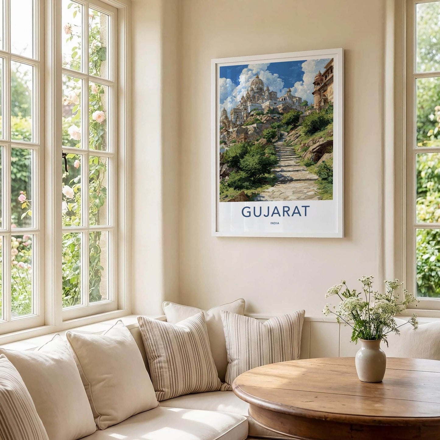 Gujarat Poster - India Travel Art - Gujarat Steep Temple Steps Wall Decor