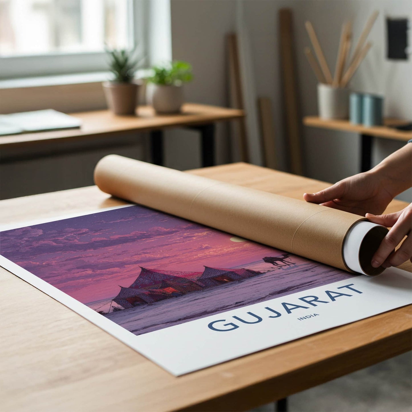 Gujarat Poster - India Travel Art - Rann Kutch Camp Home Decor