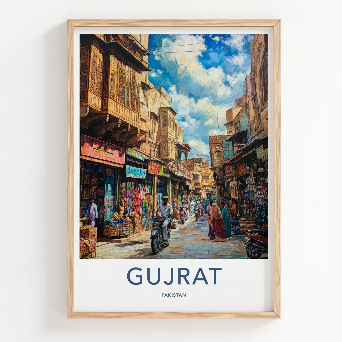 Gujrat Poster - Pakistan Travel Art - Busy Market Lane Home Decor