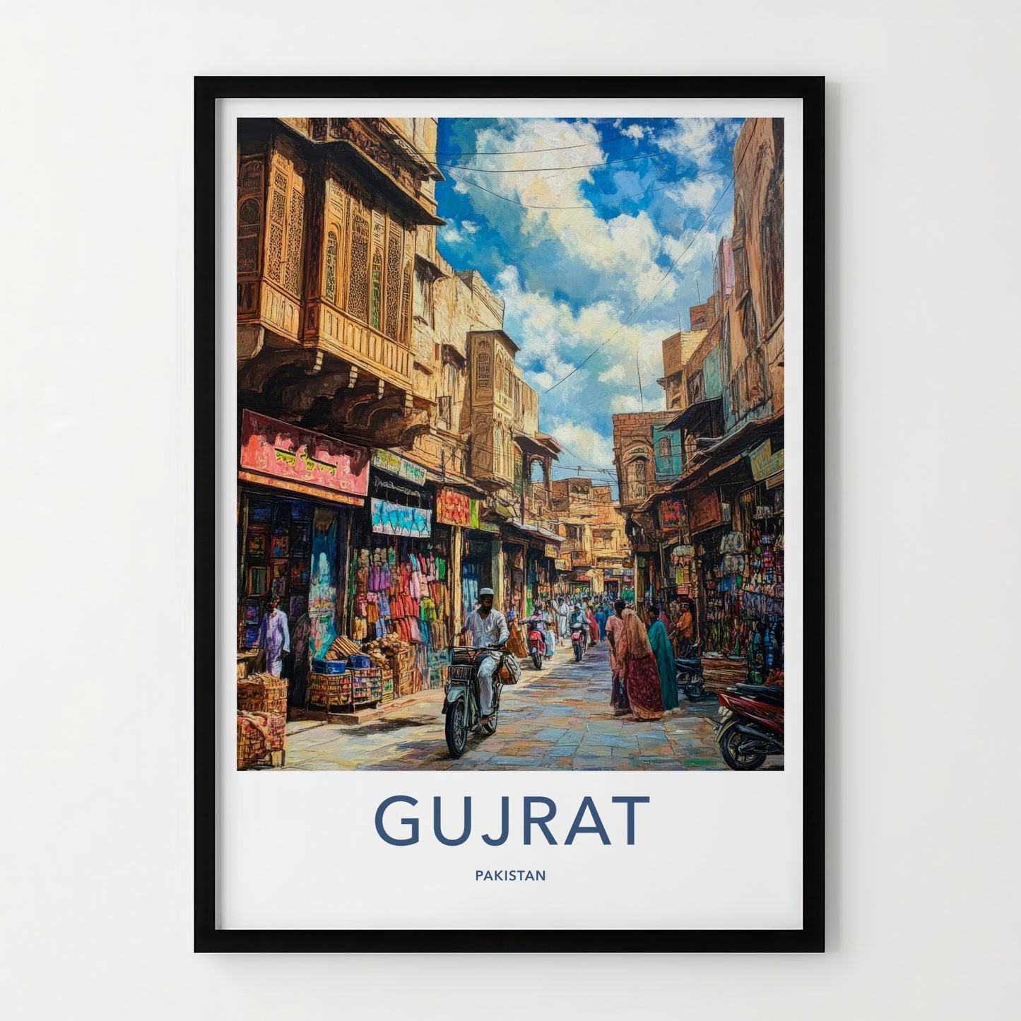 Gujrat Poster - Pakistan Travel Art - Busy Market Lane Home Decor