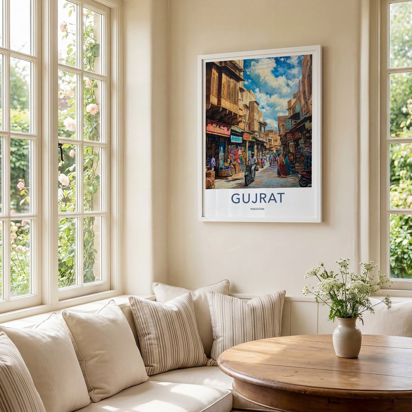 Gujrat Poster - Pakistan Travel Art - Busy Market Lane Home Decor