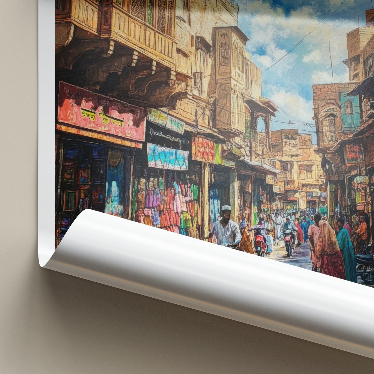 Gujrat Poster - Pakistan Travel Art - Busy Market Lane Home Decor