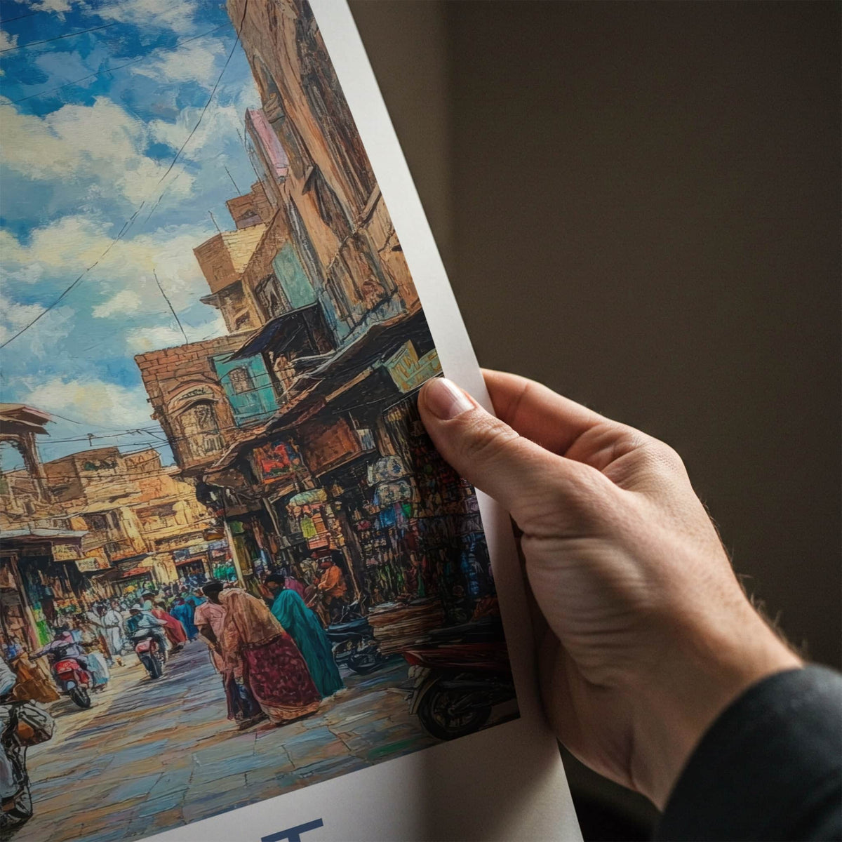 Gujrat Poster - Pakistan Travel Art - Busy Market Lane Home Decor