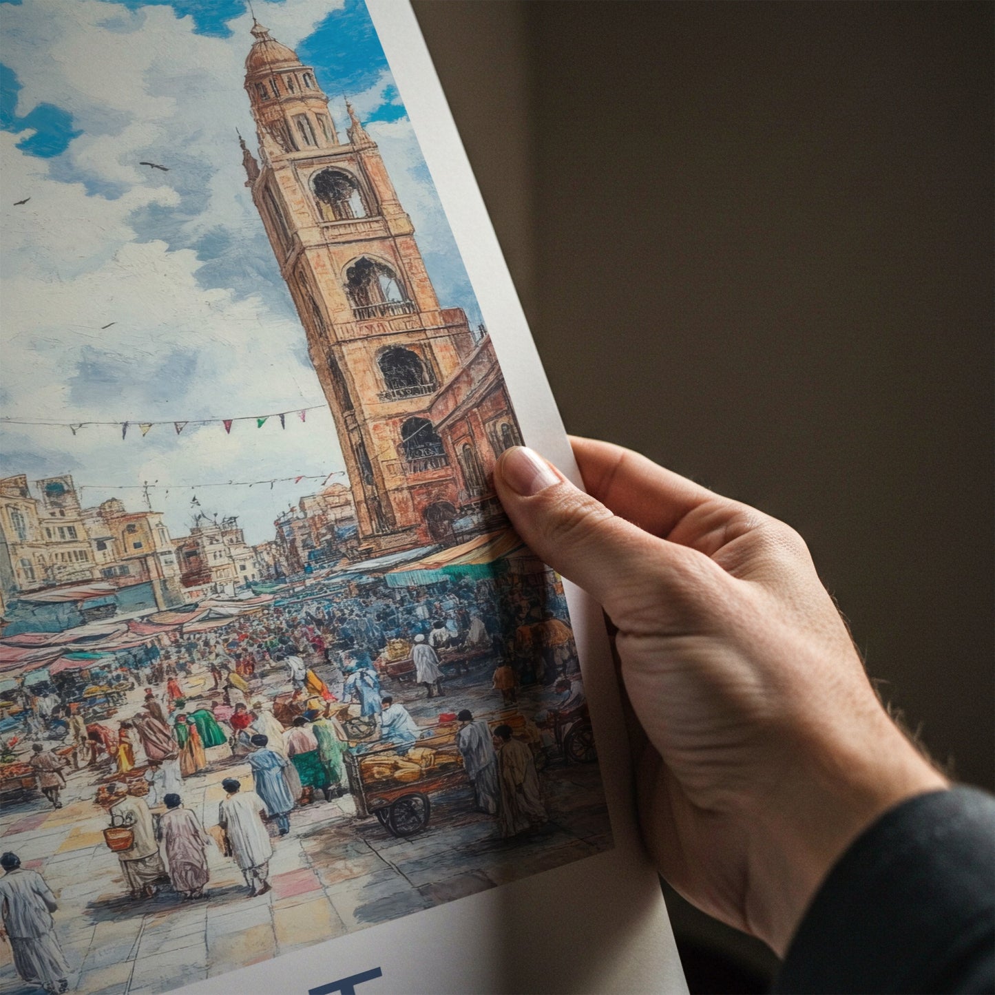 Gujrat Poster - Pakistan Travel Art - Crowded Street Market Home Decor