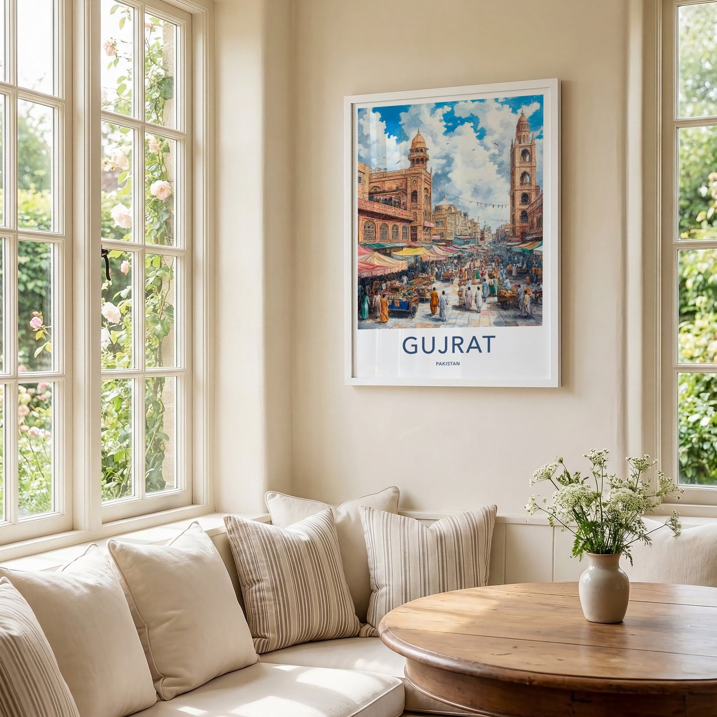 Gujrat Poster - Pakistan Travel Art - Crowded Street Market Home Decor