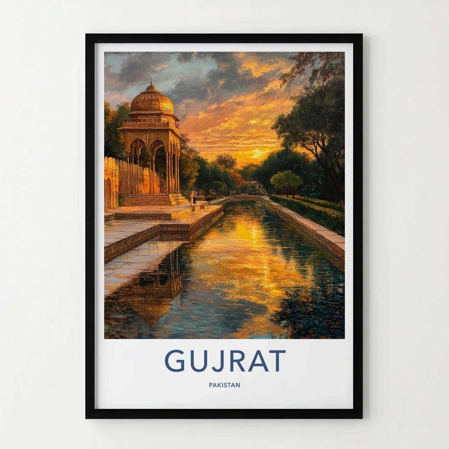 Gujrat Poster - Pakistan Travel Art - Golden Pavilion Sunset Home Decor