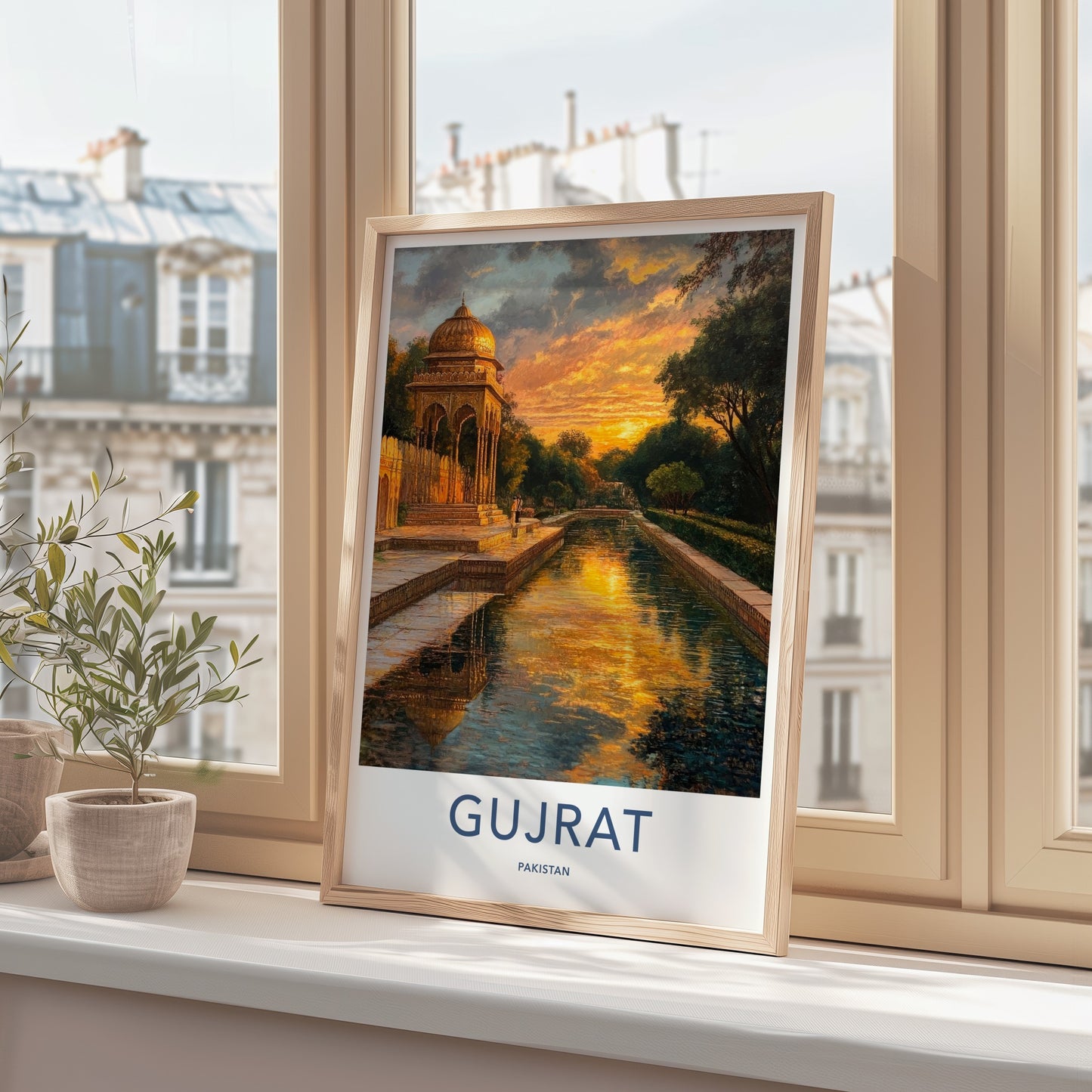 Gujrat Poster - Pakistan Travel Art - Golden Pavilion Sunset Home Decor
