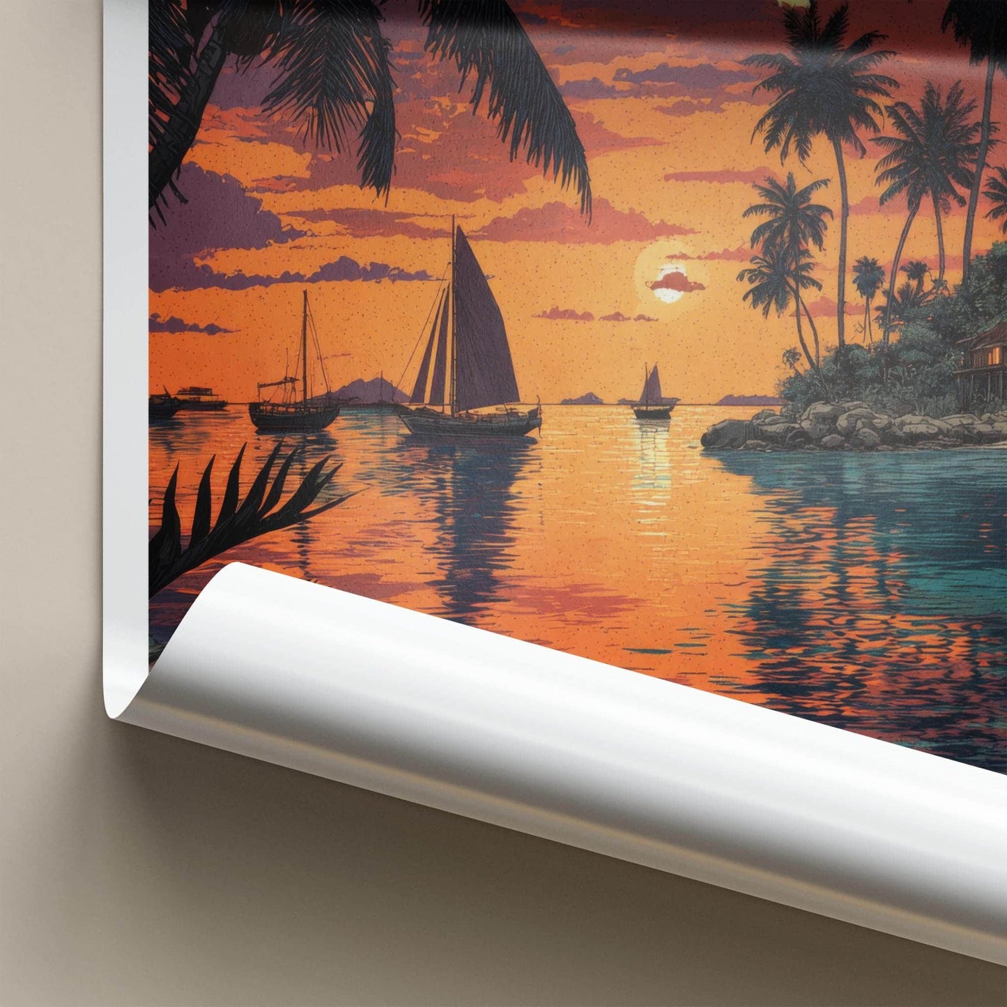 Guna Yala Poster - Panama Travel Art - Vibrant Tropical Sunset Home Decor