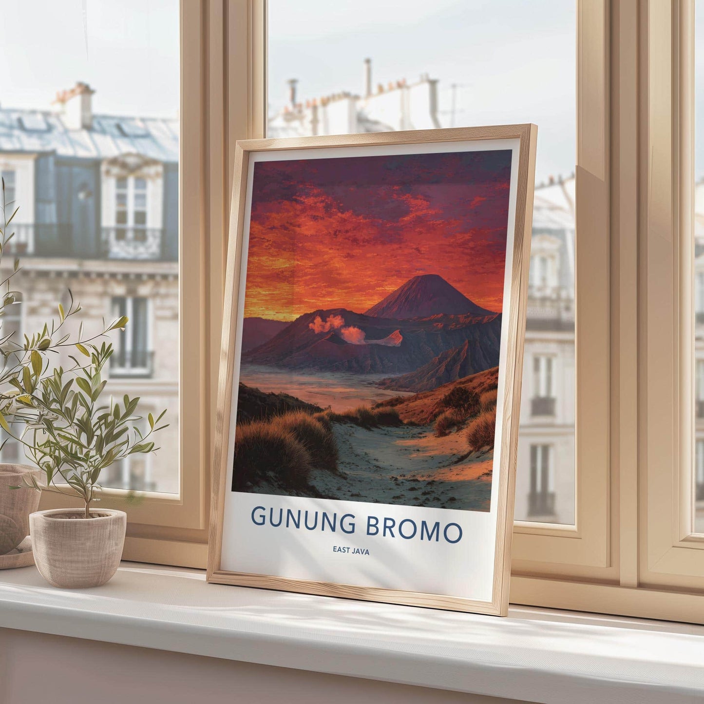 Gunung Bromo Poster - Indonesia Scenic Art - Fiery Volcanic Landscape Room Decor