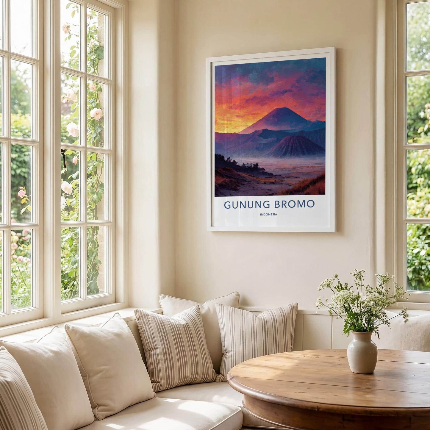 Gunung Bromo Poster - Indonesia Travel Art - Vibrant Volcano Sunset Wall Decor