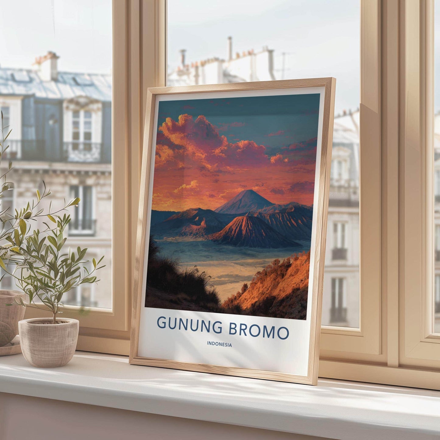 Gunung Bromo Poster - Indonesia Travel Art - Volcanic Peaks Sunset Wall Decor