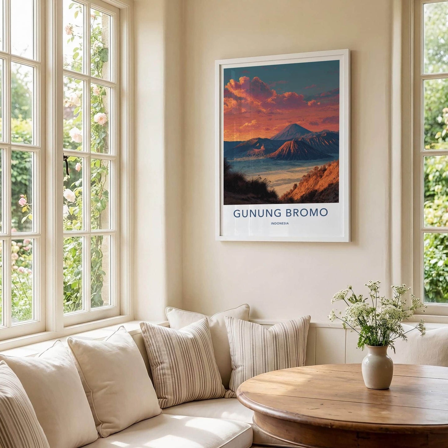 Gunung Bromo Poster - Indonesia Travel Art - Volcanic Peaks Sunset Wall Decor