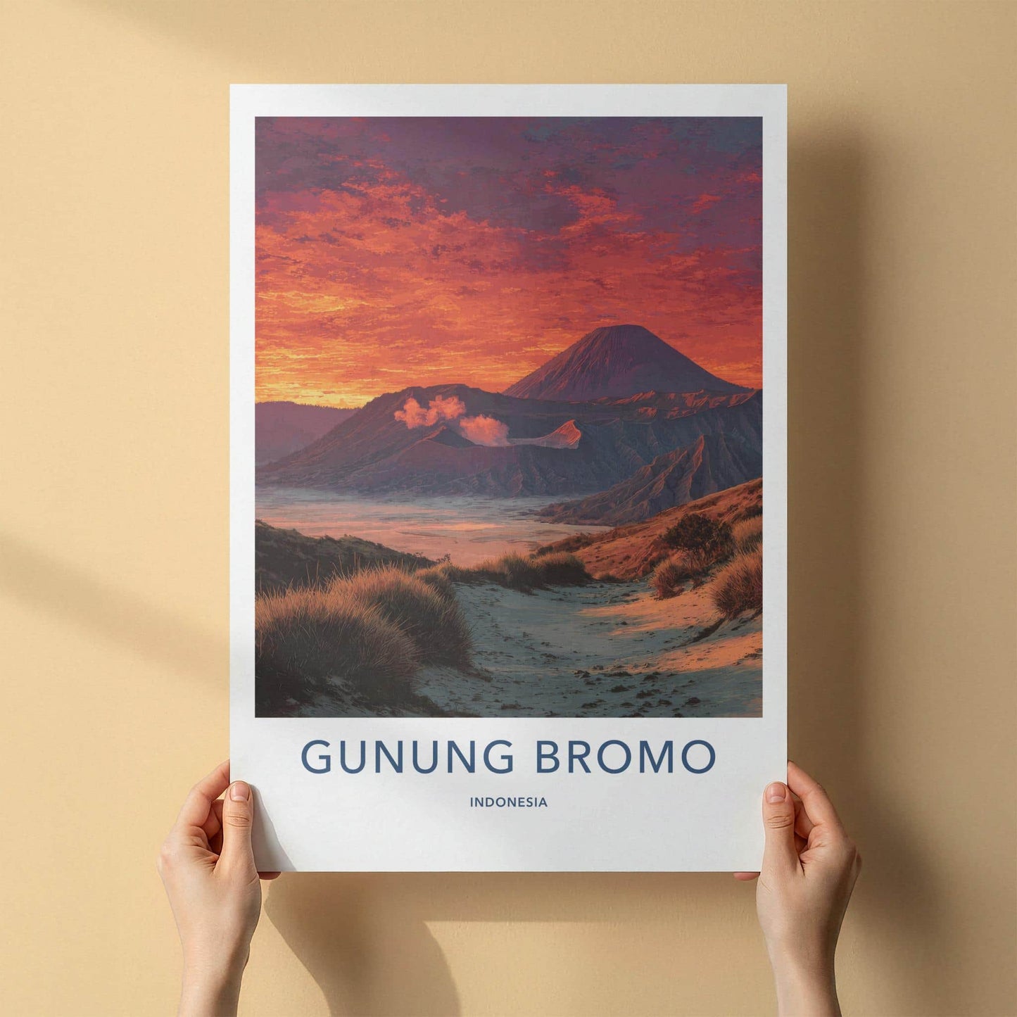 Gunung Bromo Poster - Indonesia Travel Print - Volcanic Sunrise Landscape Wall Decor