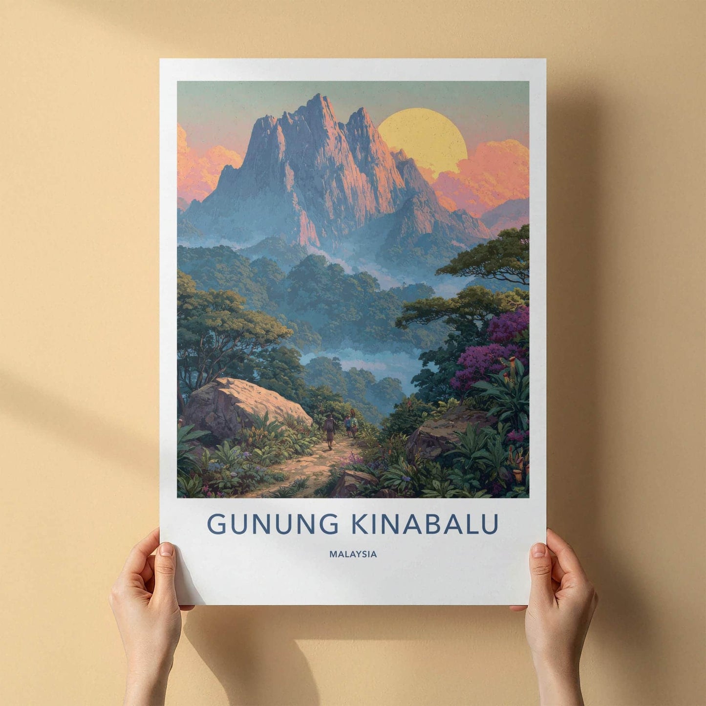 Gunung Kinabalu Poster - Malaysia Travel Art - Lush Jungle Pathway Home Decor