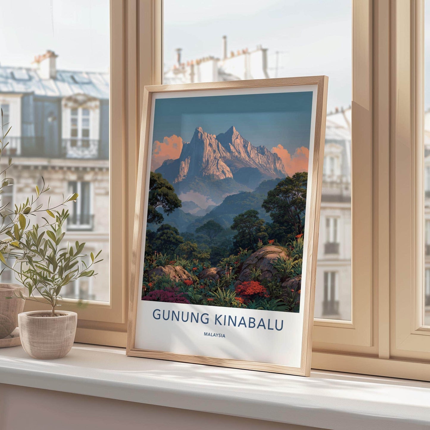 Gunung Kinabalu Poster - Malaysia Travel Art - Lush Mountain Vista Wall Decor