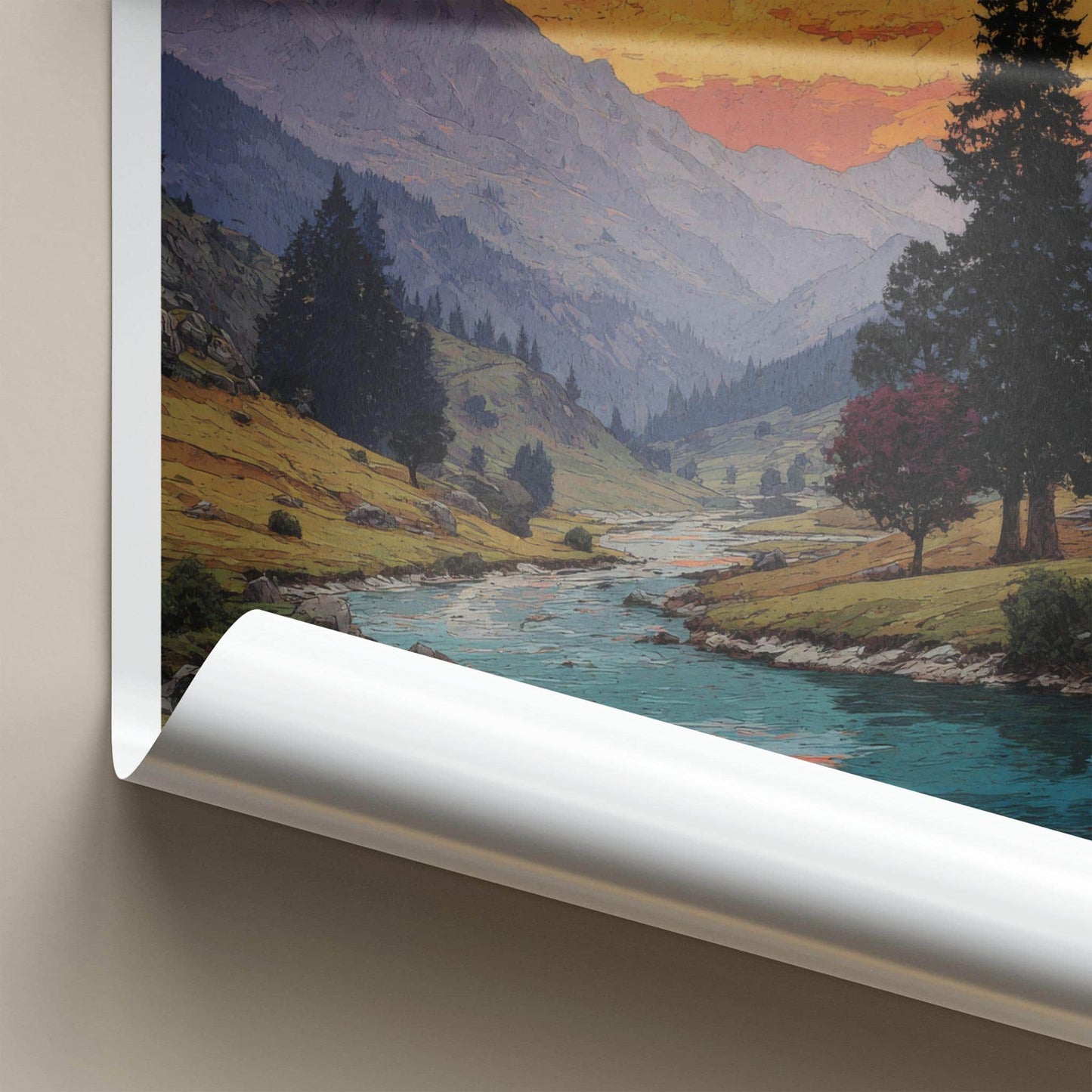 Gurez Valley Poster - India Fine Art - Jammu and Kashmir Red Sky River Gift