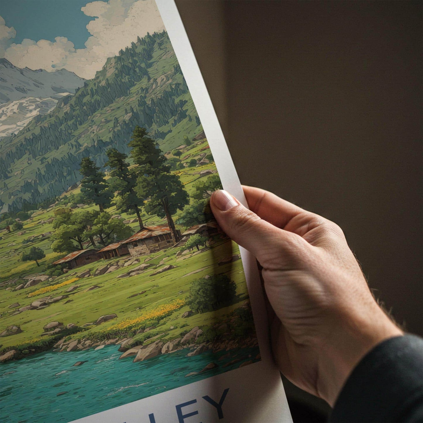 Gurez Valley Poster - India Travel Art - Jammu Kashmir Mountain River Home Decor