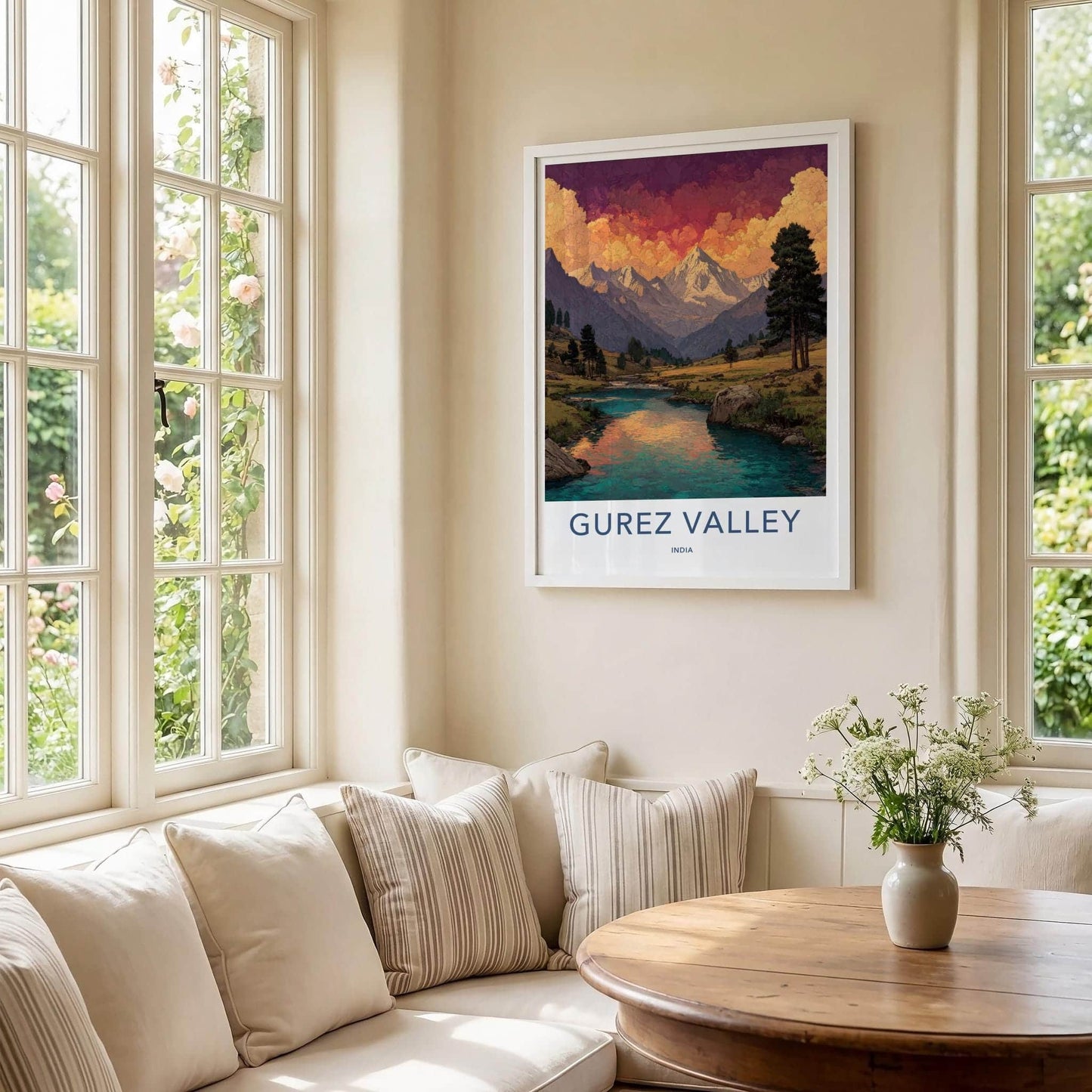 Gurez Valley Poster - India Wall Art - Jammu and Kashmir Valley River Peaks Gift