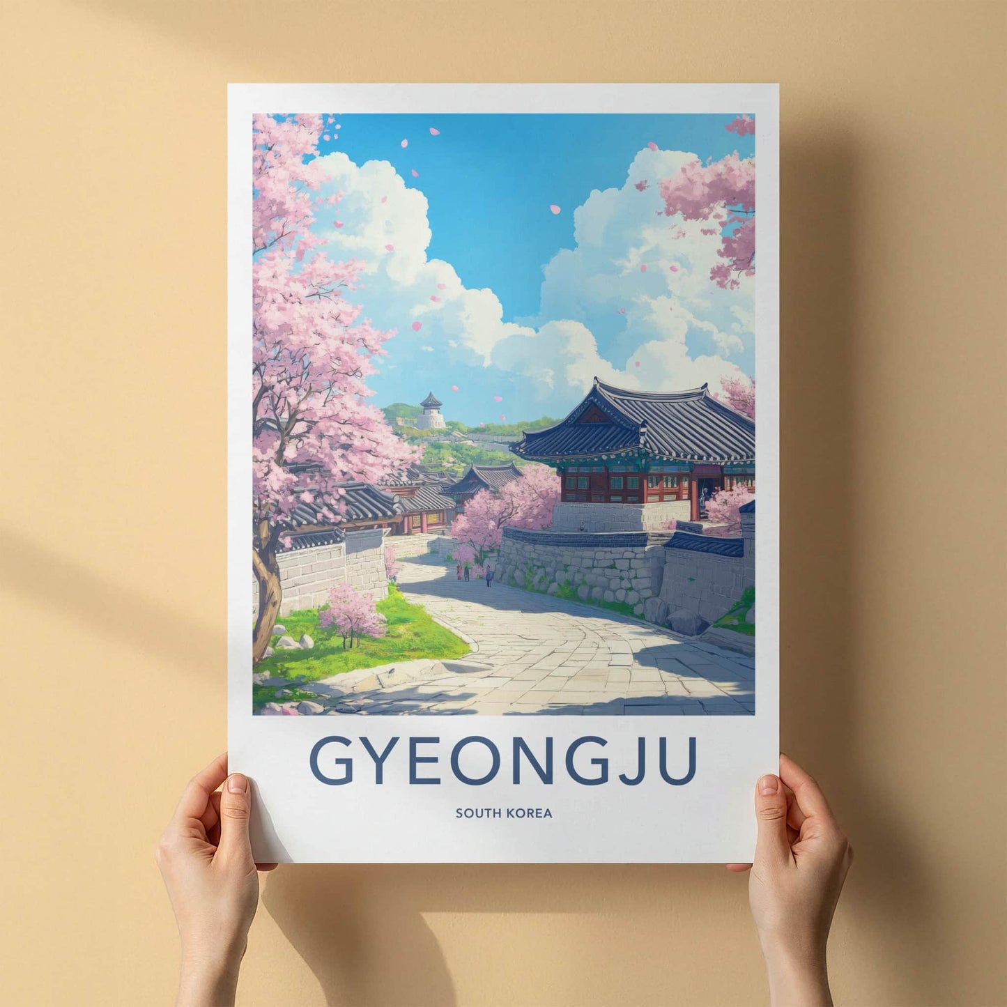 Gyeongju Poster - South Korea Travel Art - Cherry Blossoms Pathway Home Decor
