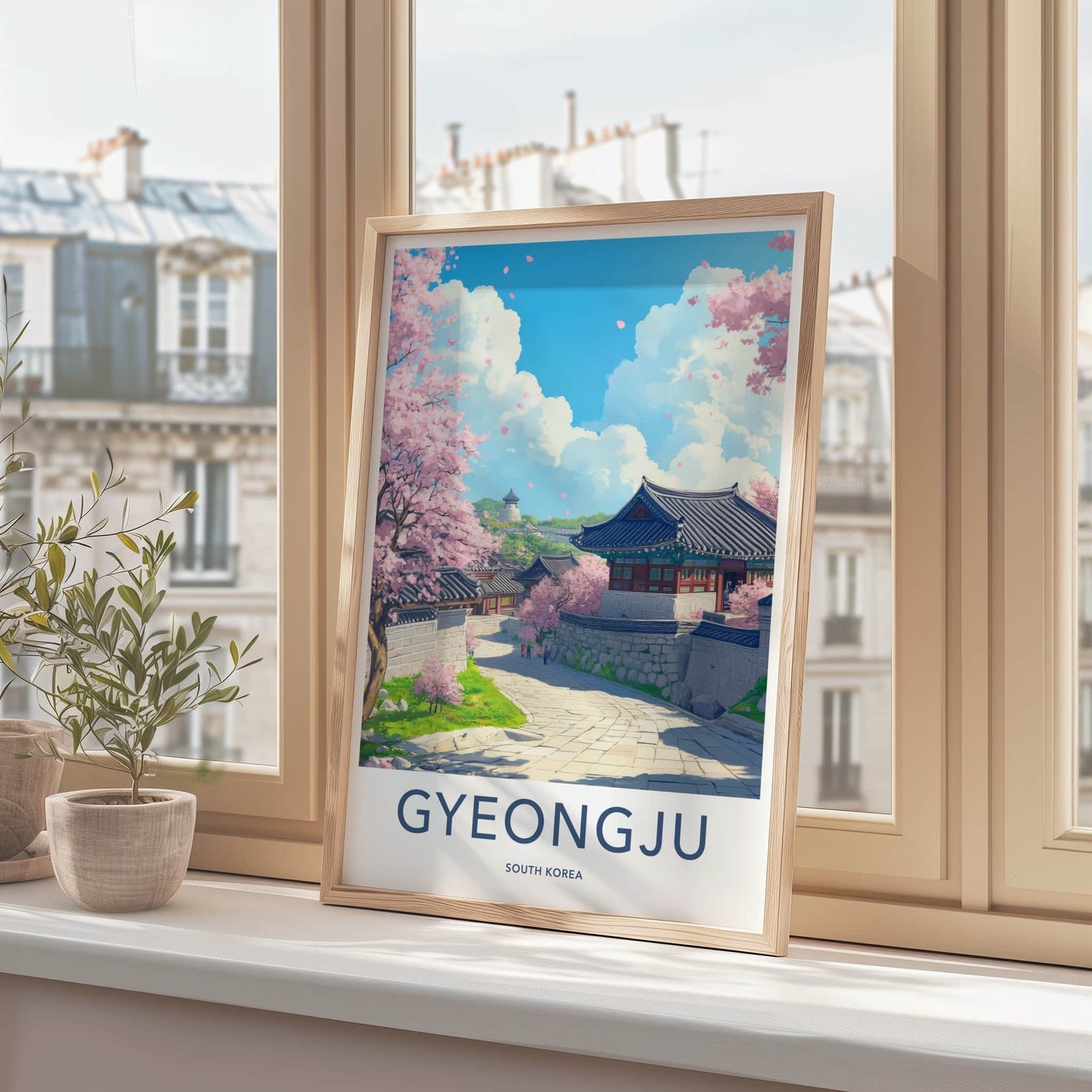 Gyeongju Poster - South Korea Travel Art - Cherry Blossoms Pathway Home Decor