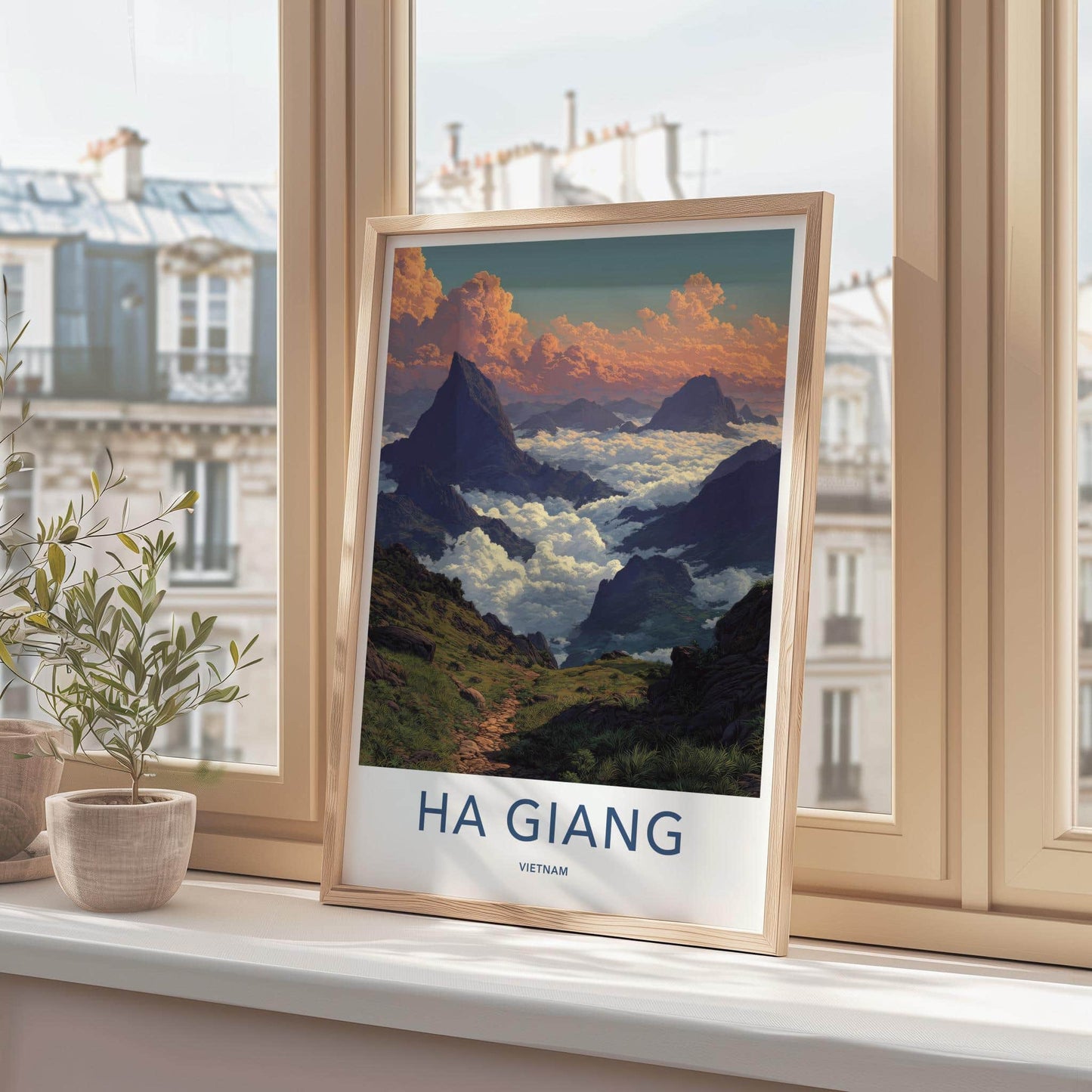 Ha Giang Poster - Vietnam Travel Art - Cloudy Mountain Trail Home Decor