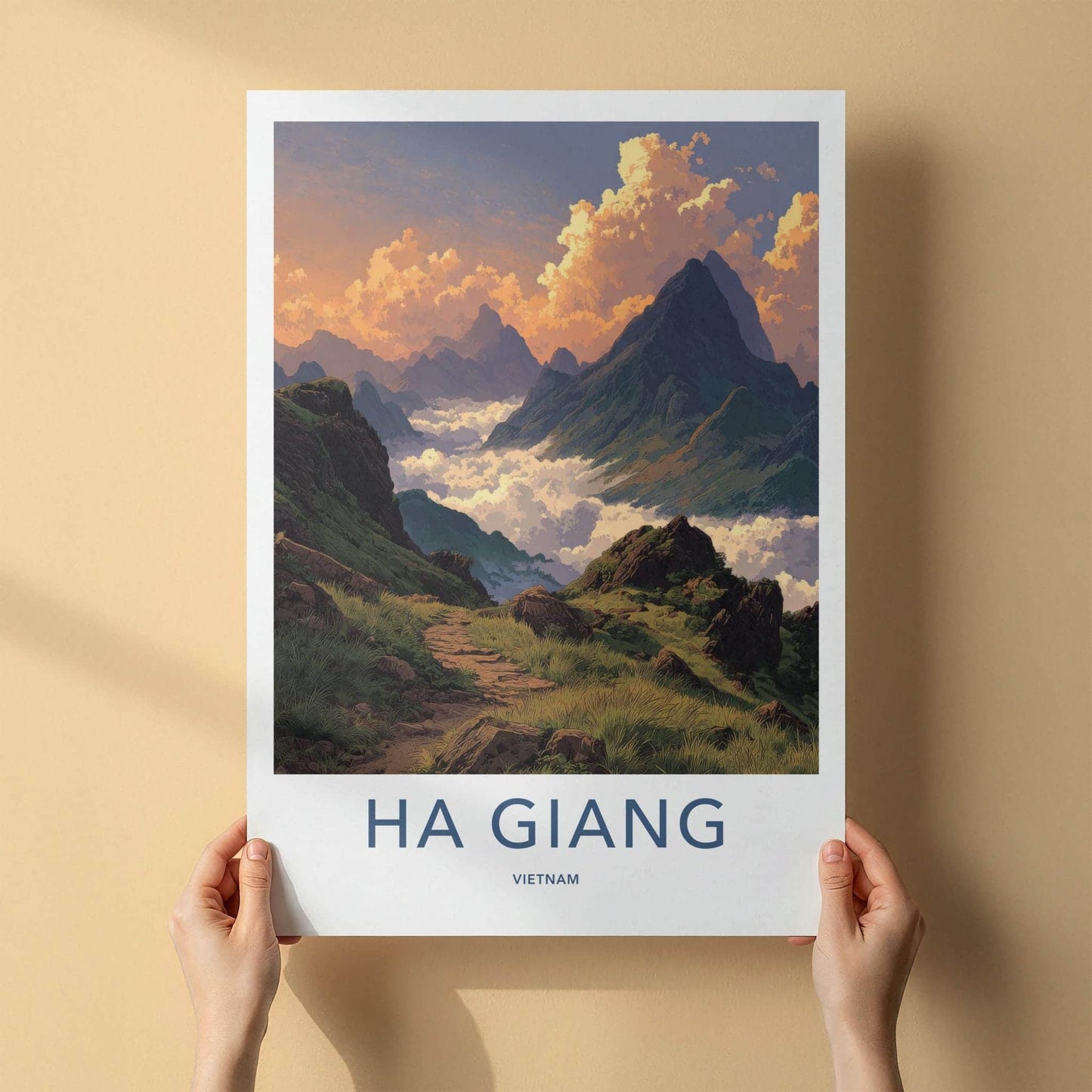 Ha Giang Poster - Vietnam Travel Art - Misty Mountain View Wall Decor