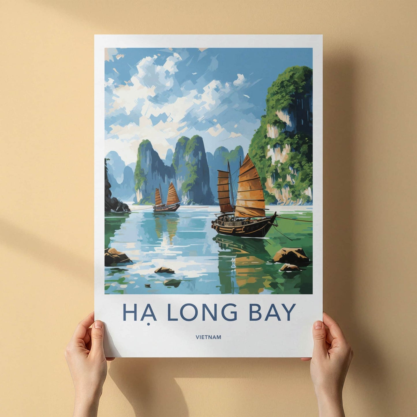 Ha Long Bay Poster - Vietnam Travel Art - Scenic Bay Boats Home Decor