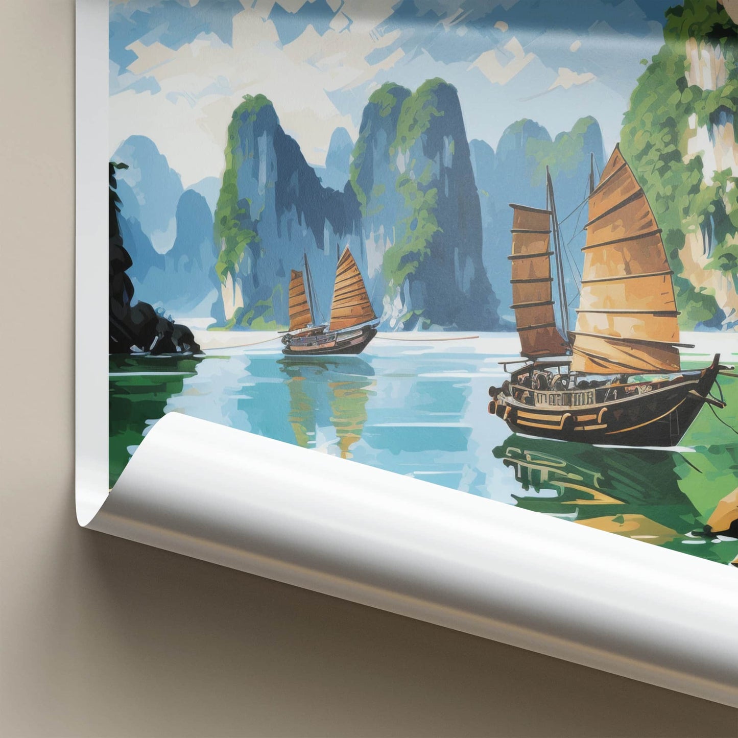 Ha Long Bay Poster - Vietnam Travel Art - Scenic Bay Boats Home Decor