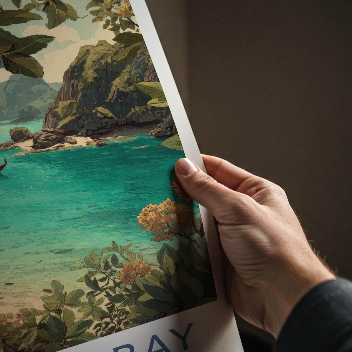Ha Long Bay Poster - Vietnam Travel Art - Tropical Boat Scene Home Decor