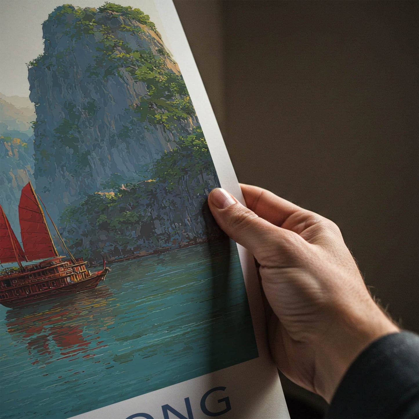 Ha Long Poster - Vietnam Wall Art - Karst Islands Junks Home Decor