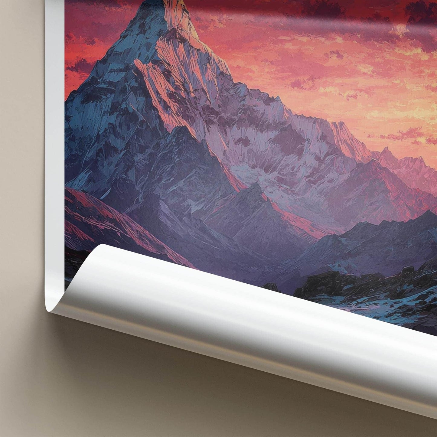 Haathi Parvat Poster - India Art Print - Uttarakhand Vibrant Sunset Mountain Wall Decor