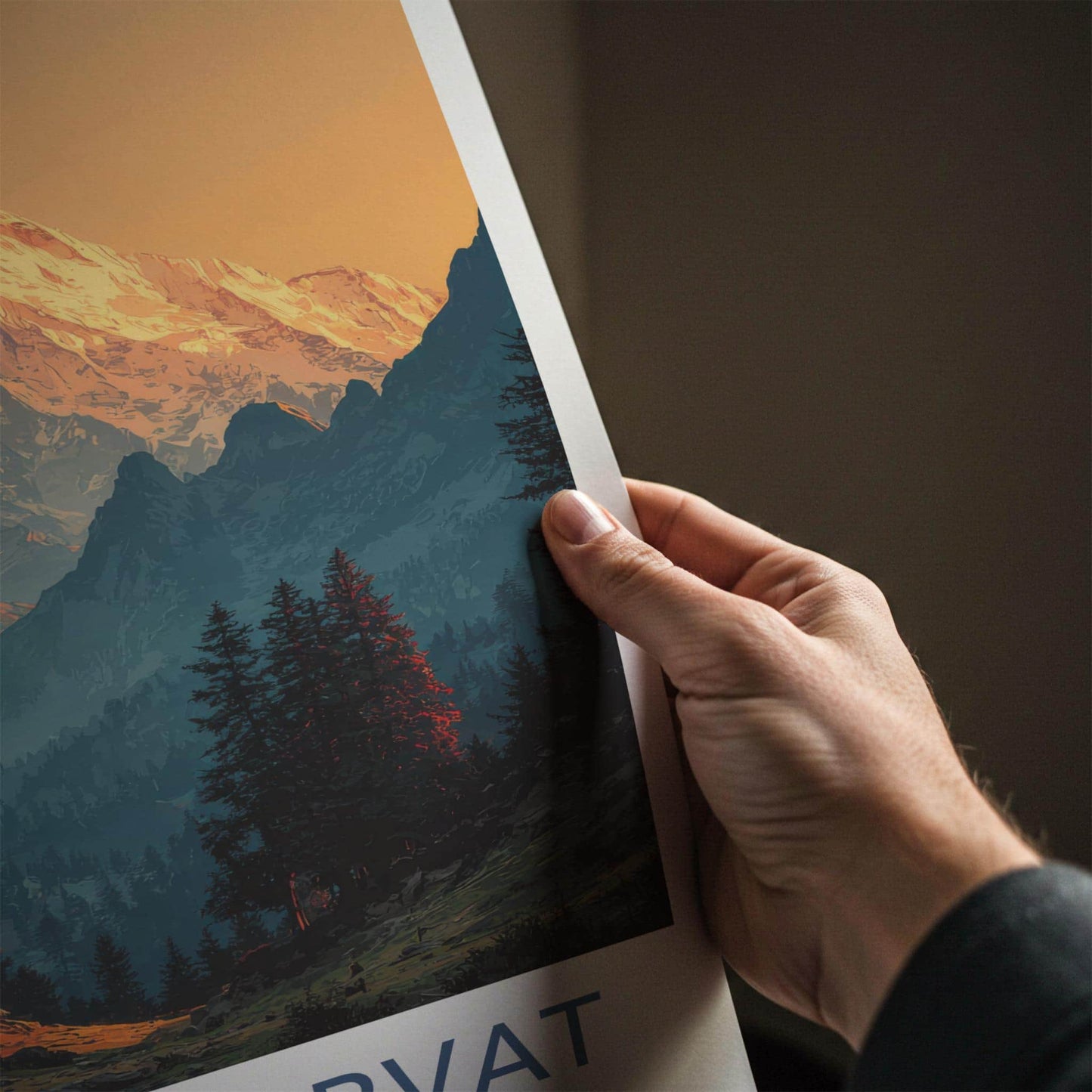 Haathi Parvat Poster - India Scenic Art - Uttarakhand Mountain Sunset Home Decor