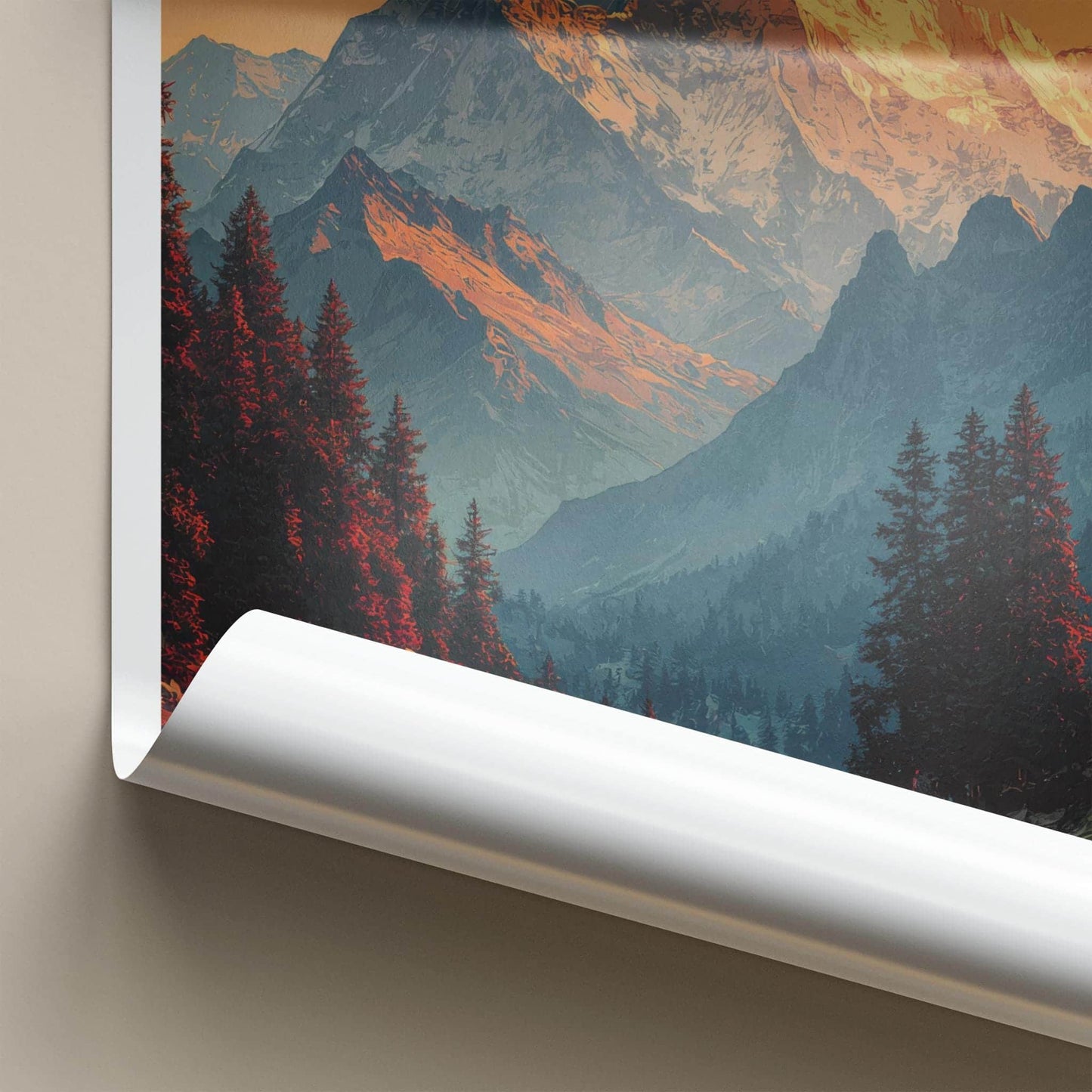 Haathi Parvat Poster - India Scenic Art - Uttarakhand Mountain Sunset Home Decor