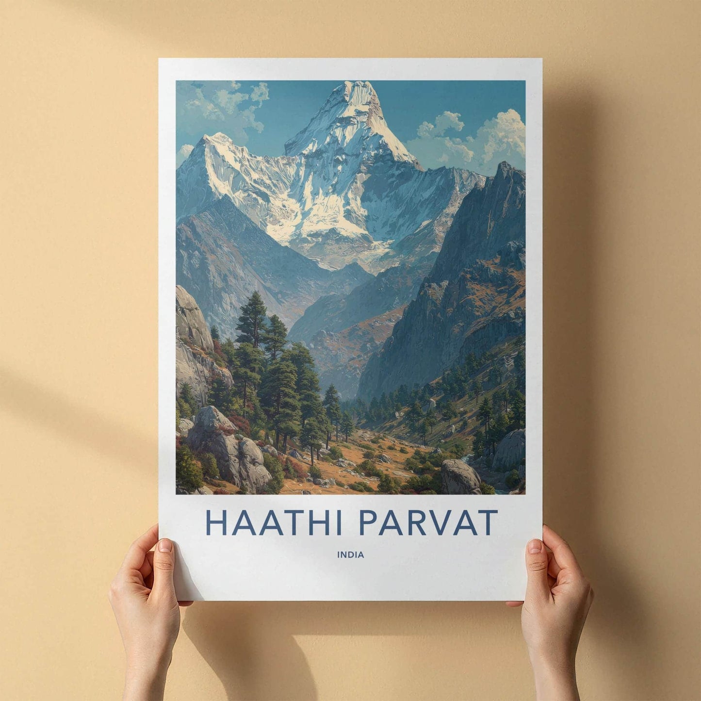 Haathi Parvat Poster - India Wall Art - Uttarakhand Grand Snow Mountain Gift