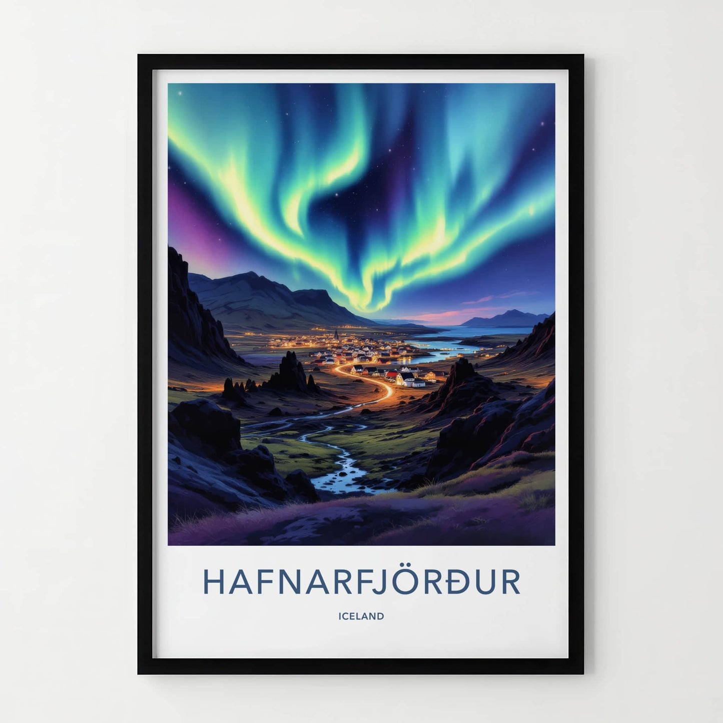 Hafnarfjordur Poster - Iceland Wall Art - Luminous Sky Hues Home Decor