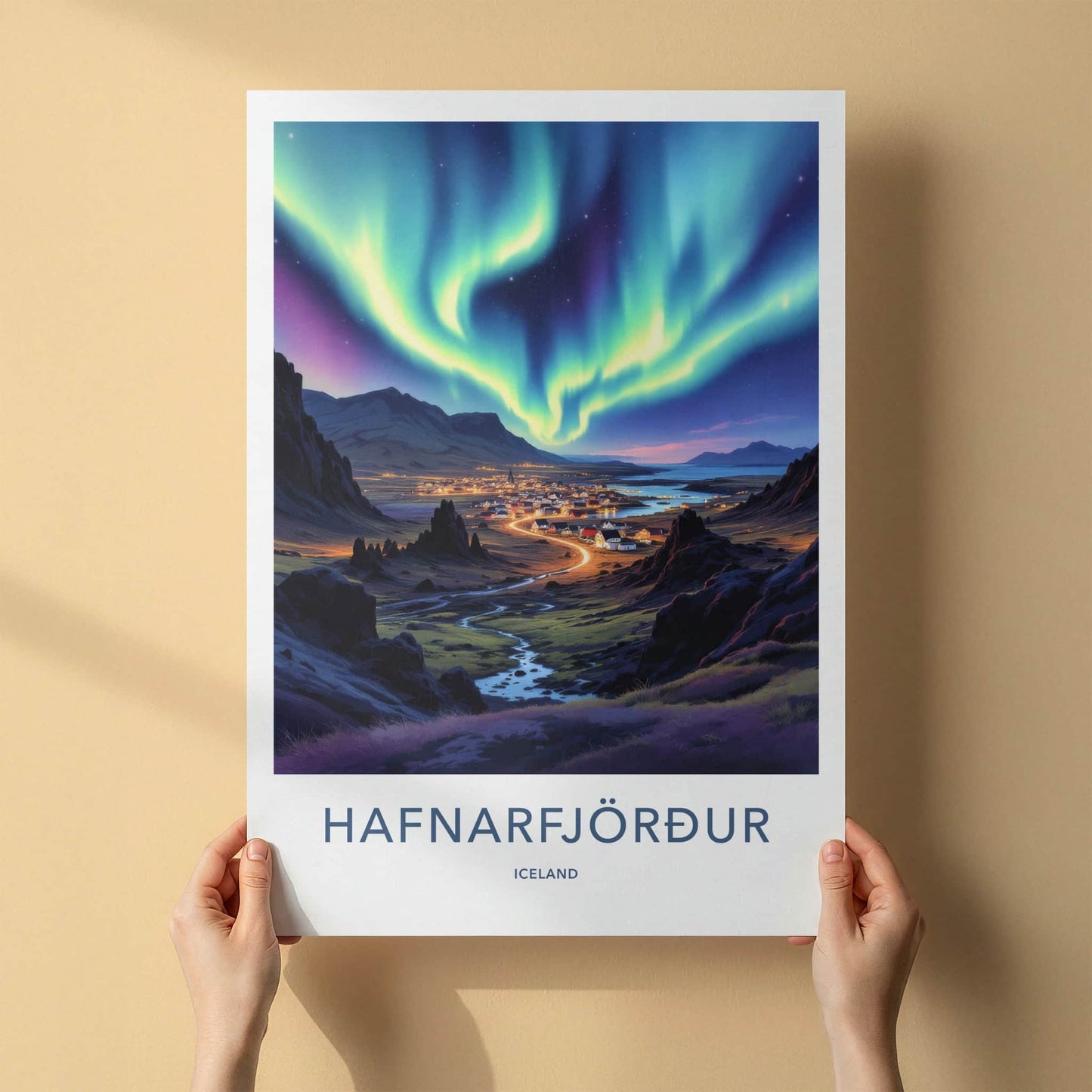 Hafnarfjordur Poster - Iceland Wall Art - Luminous Sky Hues Home Decor