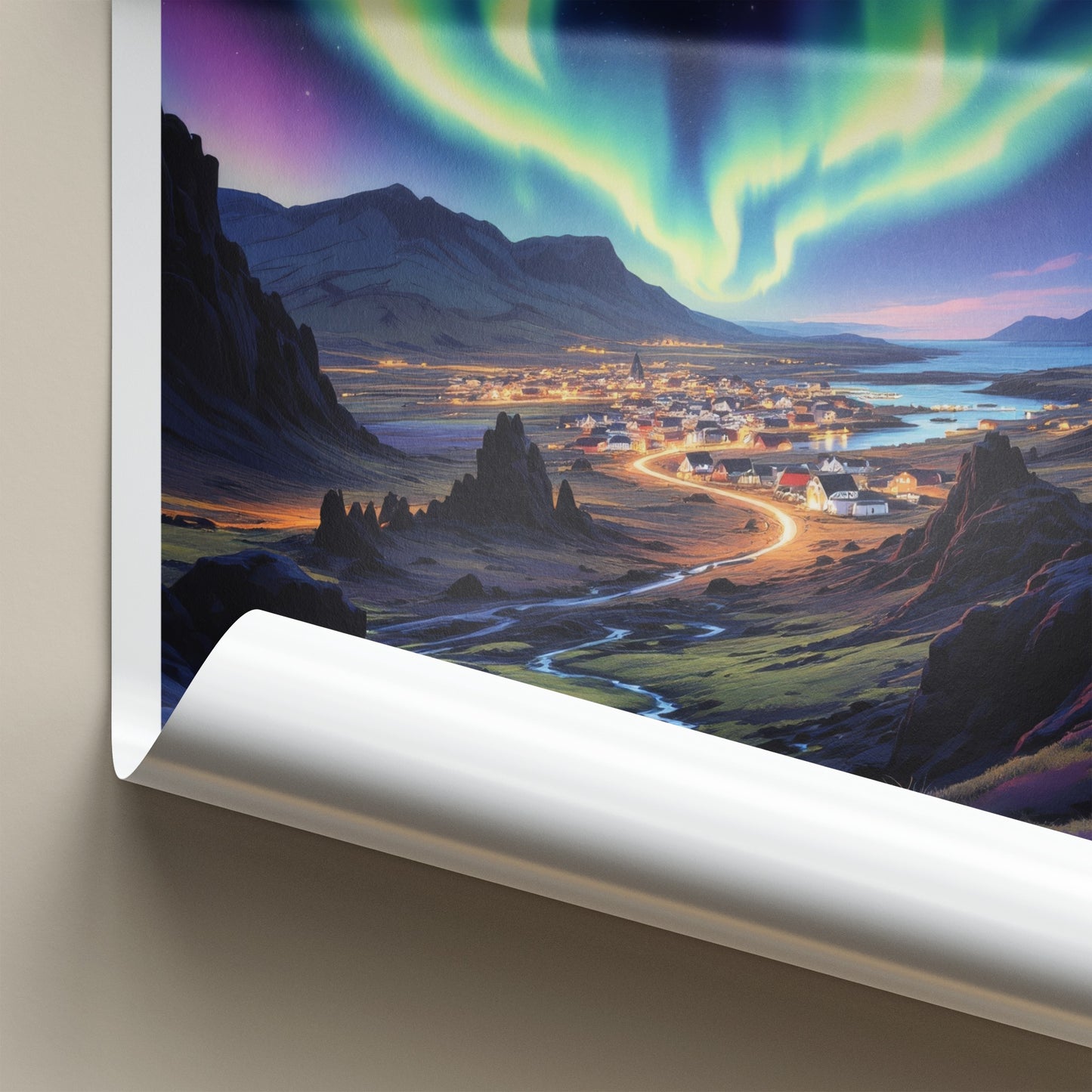 Hafnarfjordur Poster - Iceland Wall Art - Luminous Sky Hues Home Decor