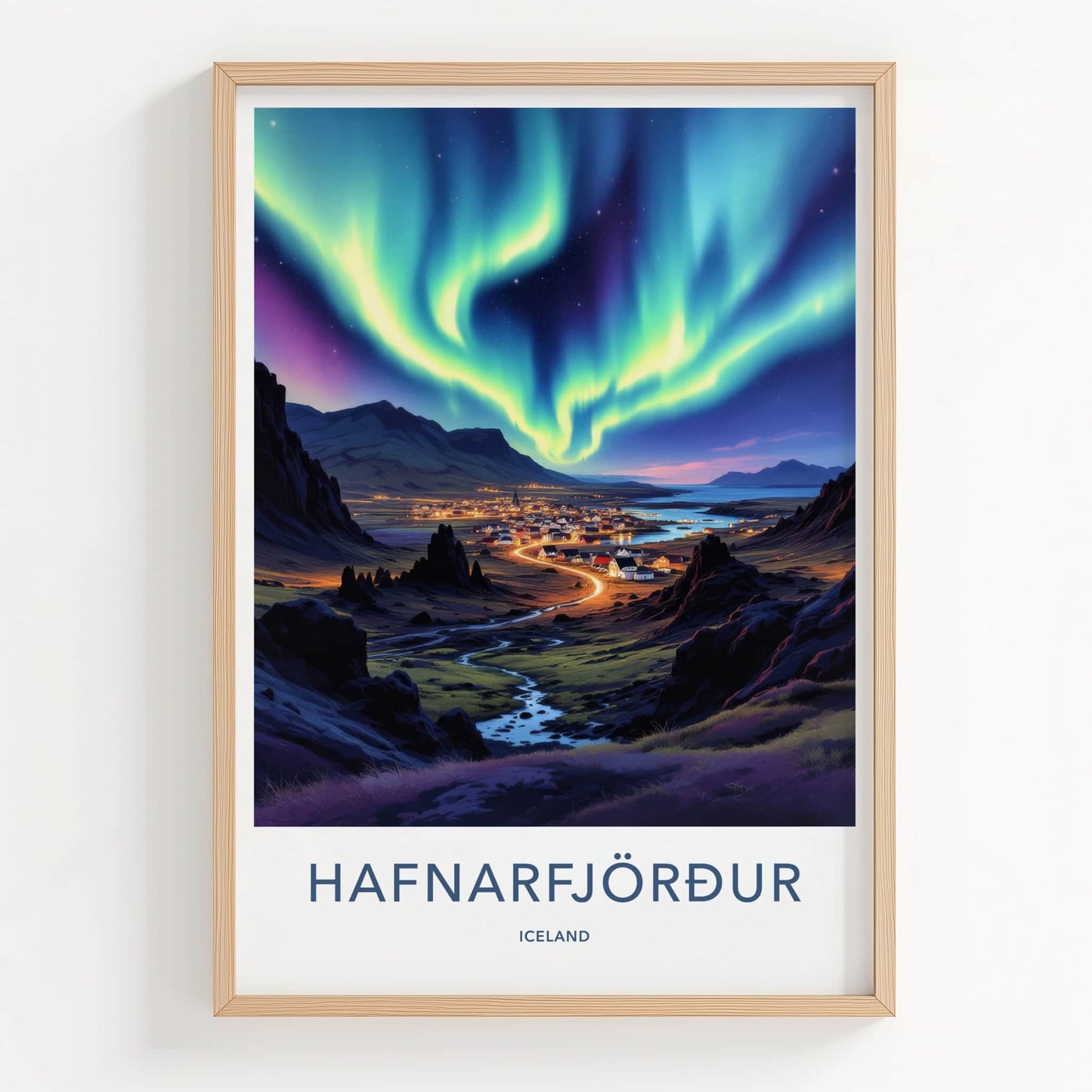 Hafnarfjordur Poster - Iceland Wall Art - Luminous Sky Hues Home Decor