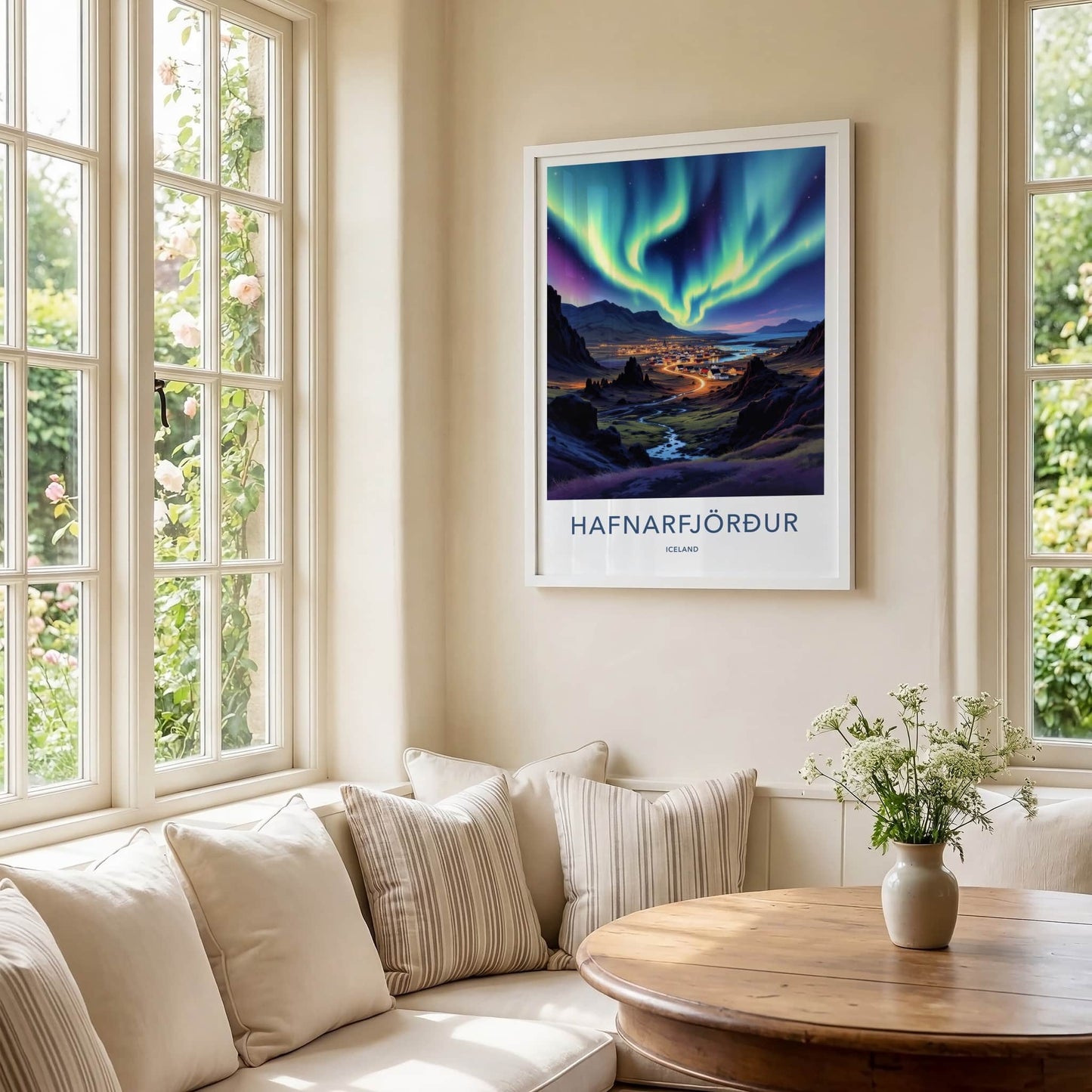 Hafnarfjordur Poster - Iceland Wall Art - Luminous Sky Hues Home Decor