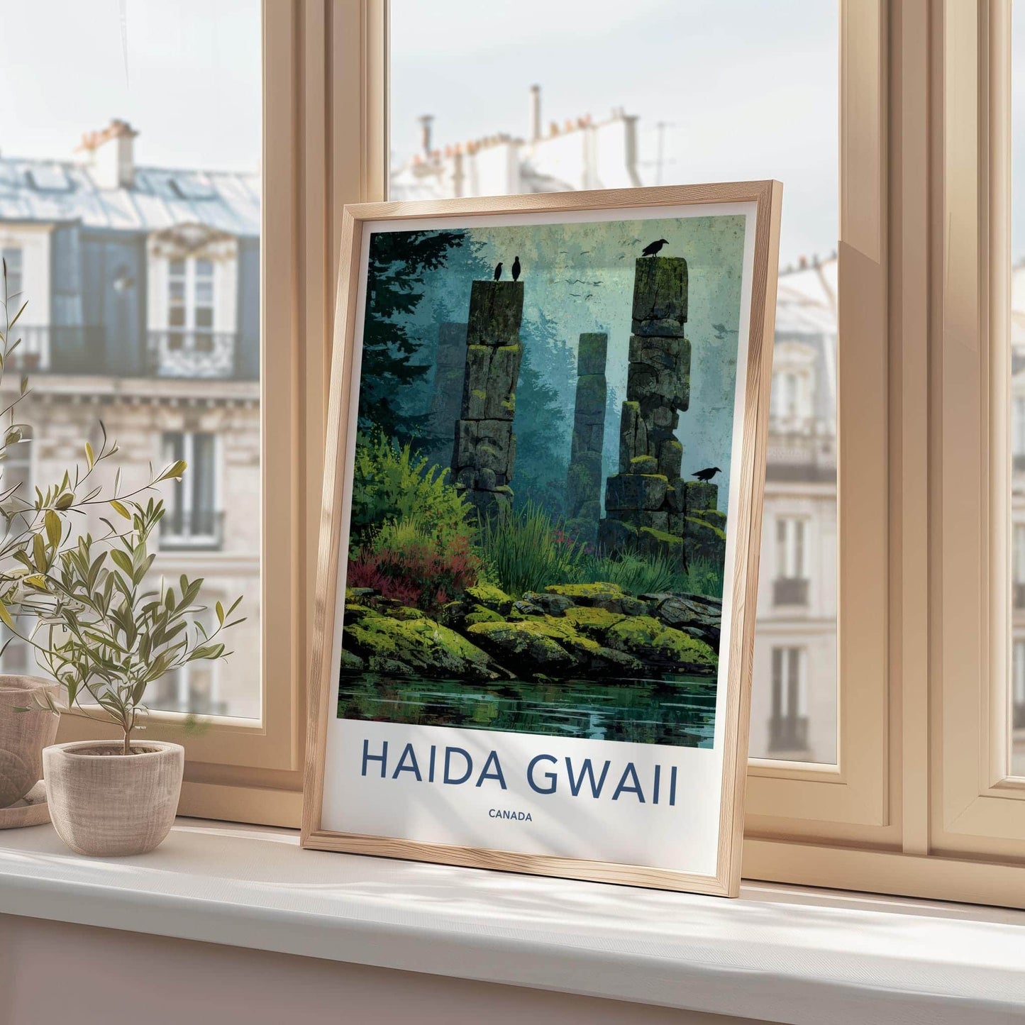 Haida Gwaii Poster - Canada Travel Art - Mossy Stone Pillars Home Decor