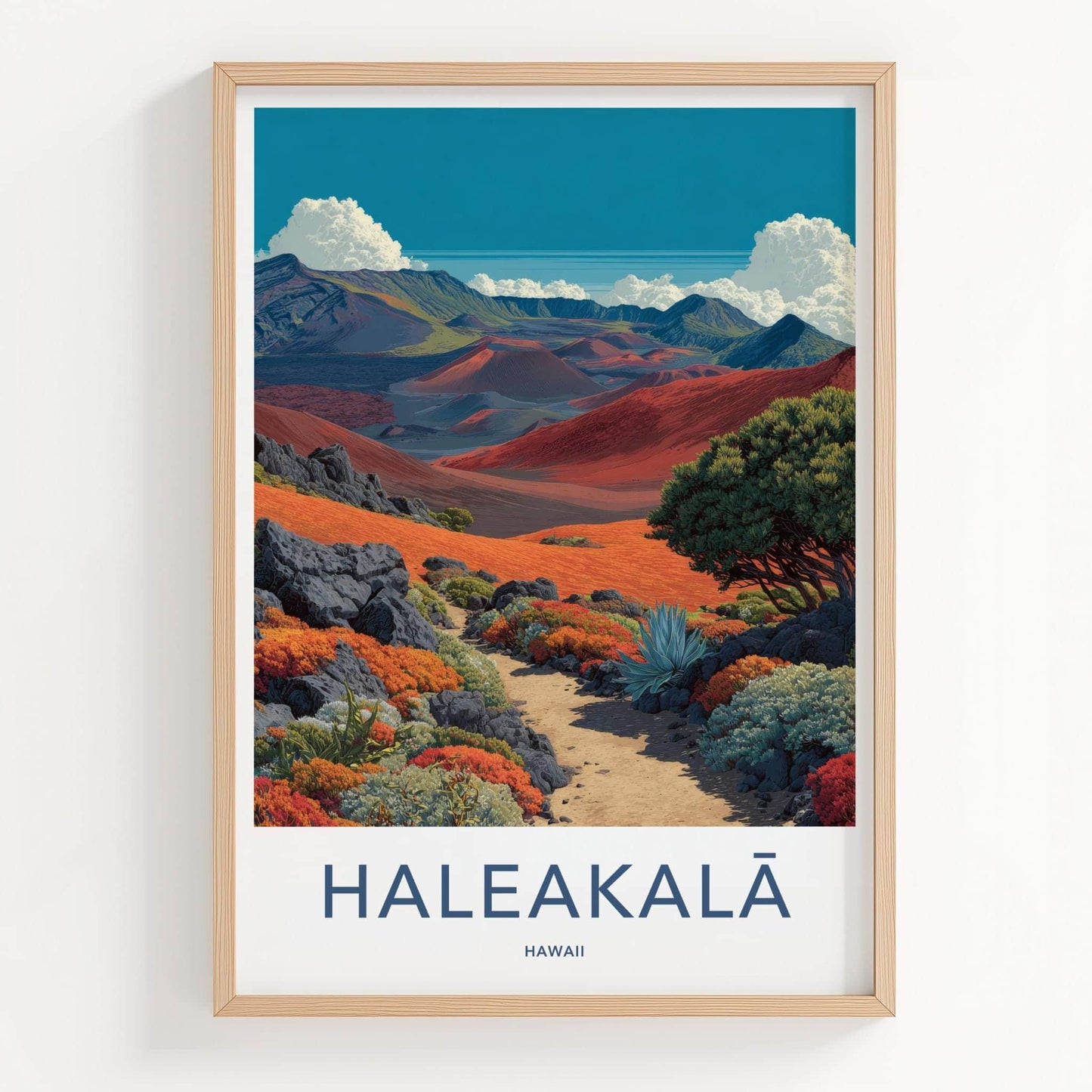 Haleakala Poster - Hawaii Travel Art - Vivid Crater Scene Wall Decor