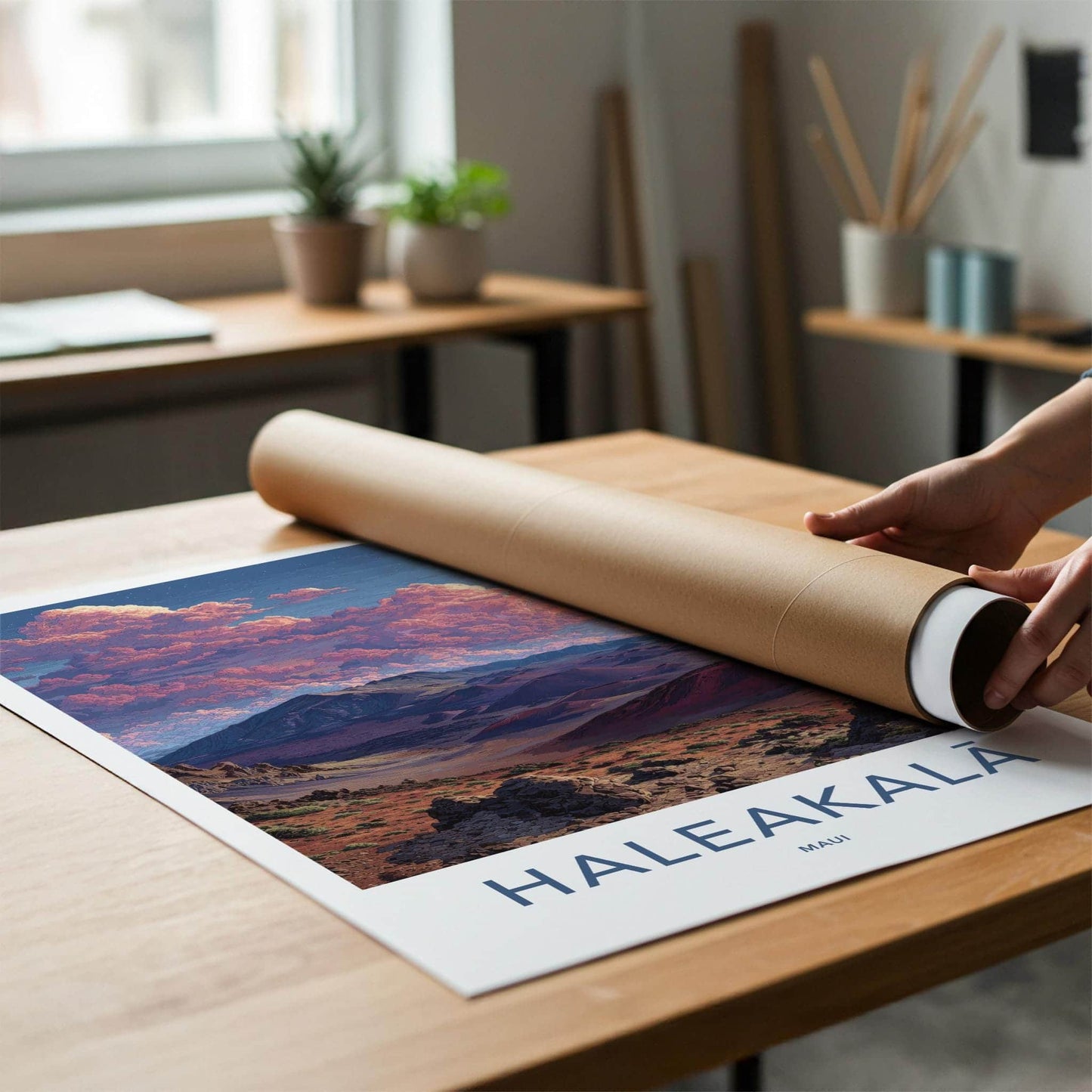 Haleakala Poster - Hawaii Wall Art - Sunset Cloudscape Craters Home Decor