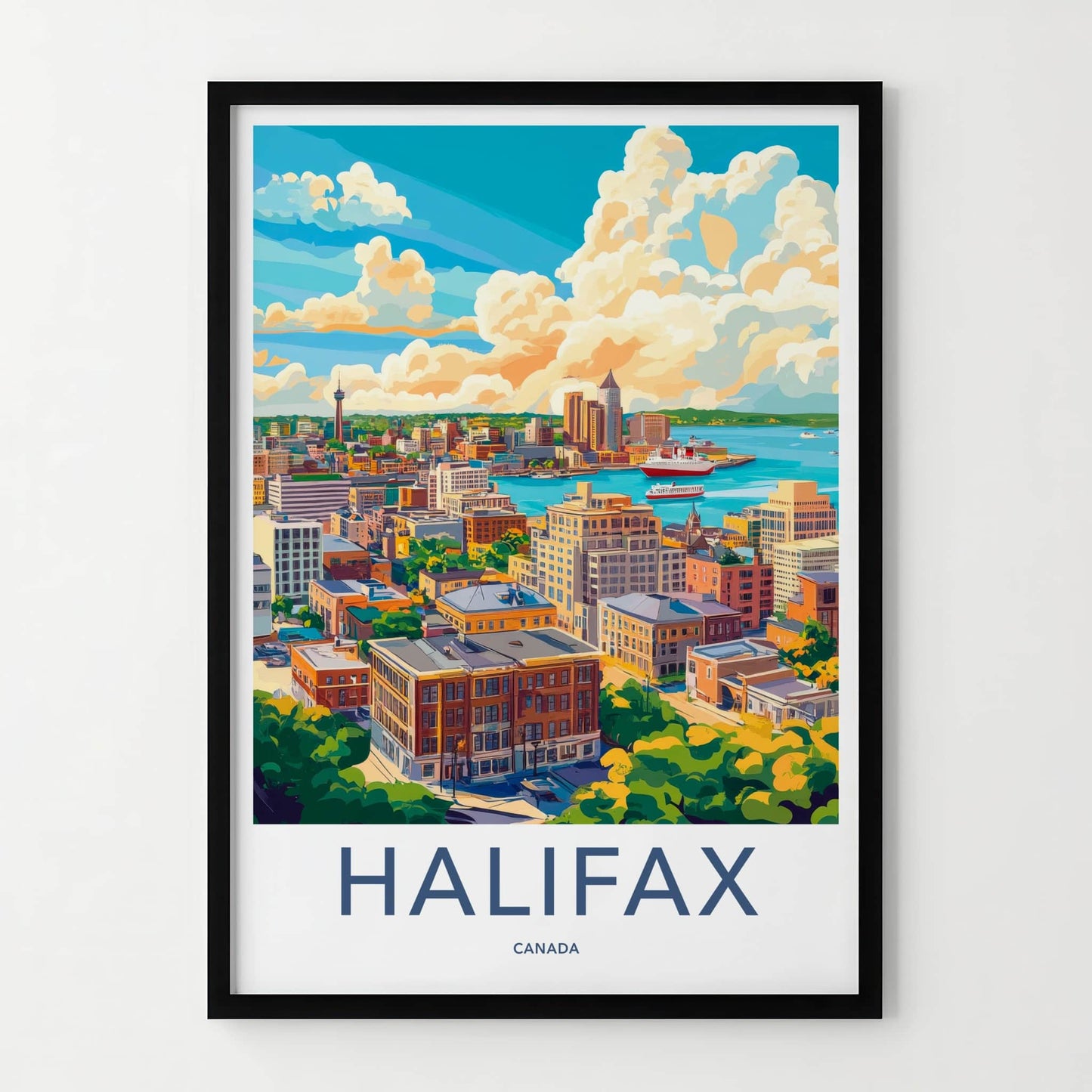 Halifax Poster - Canada Framed Print - Vibrant Coastal Cityscape Framed Decor