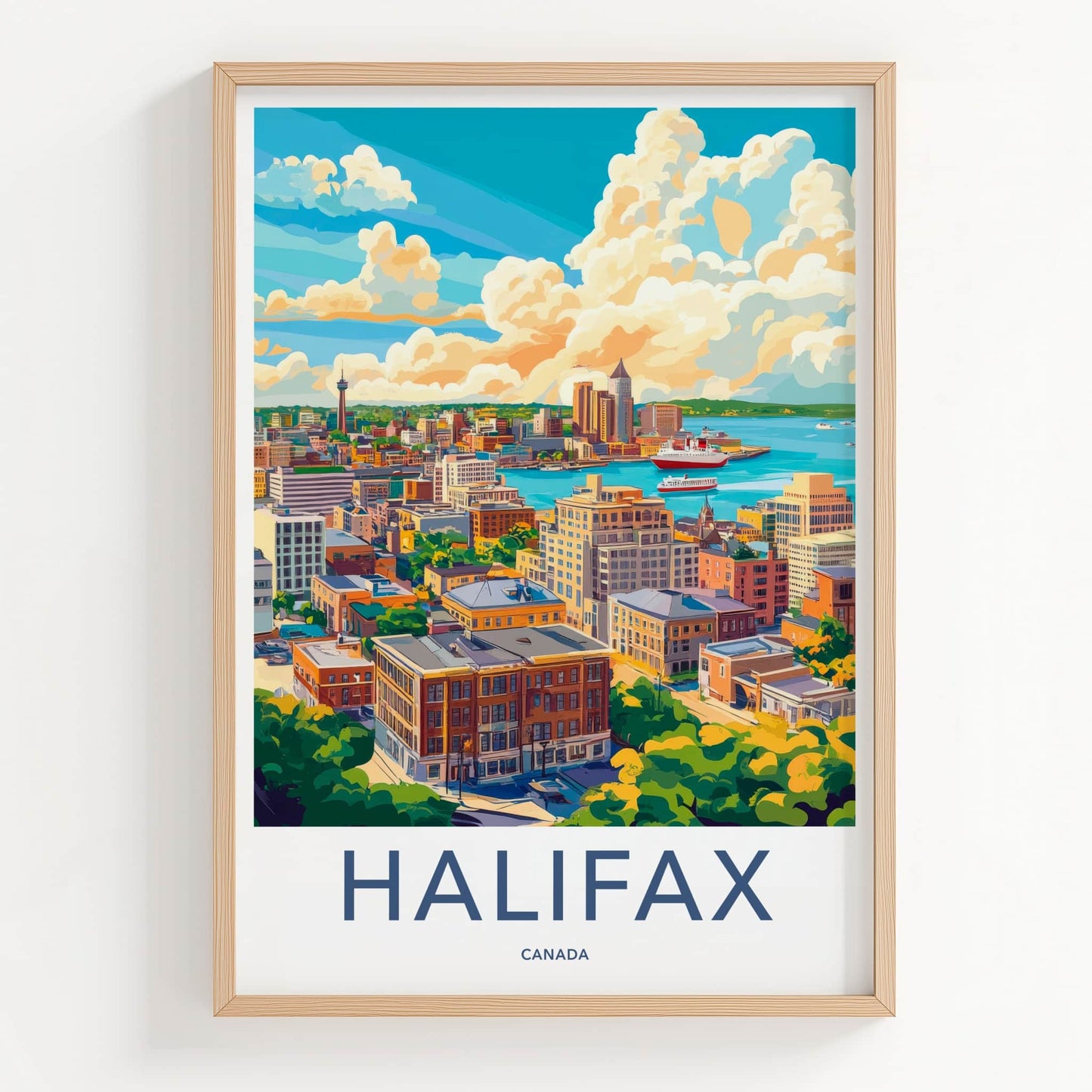 Halifax Poster - Canada Framed Print - Vibrant Coastal Cityscape Framed Decor