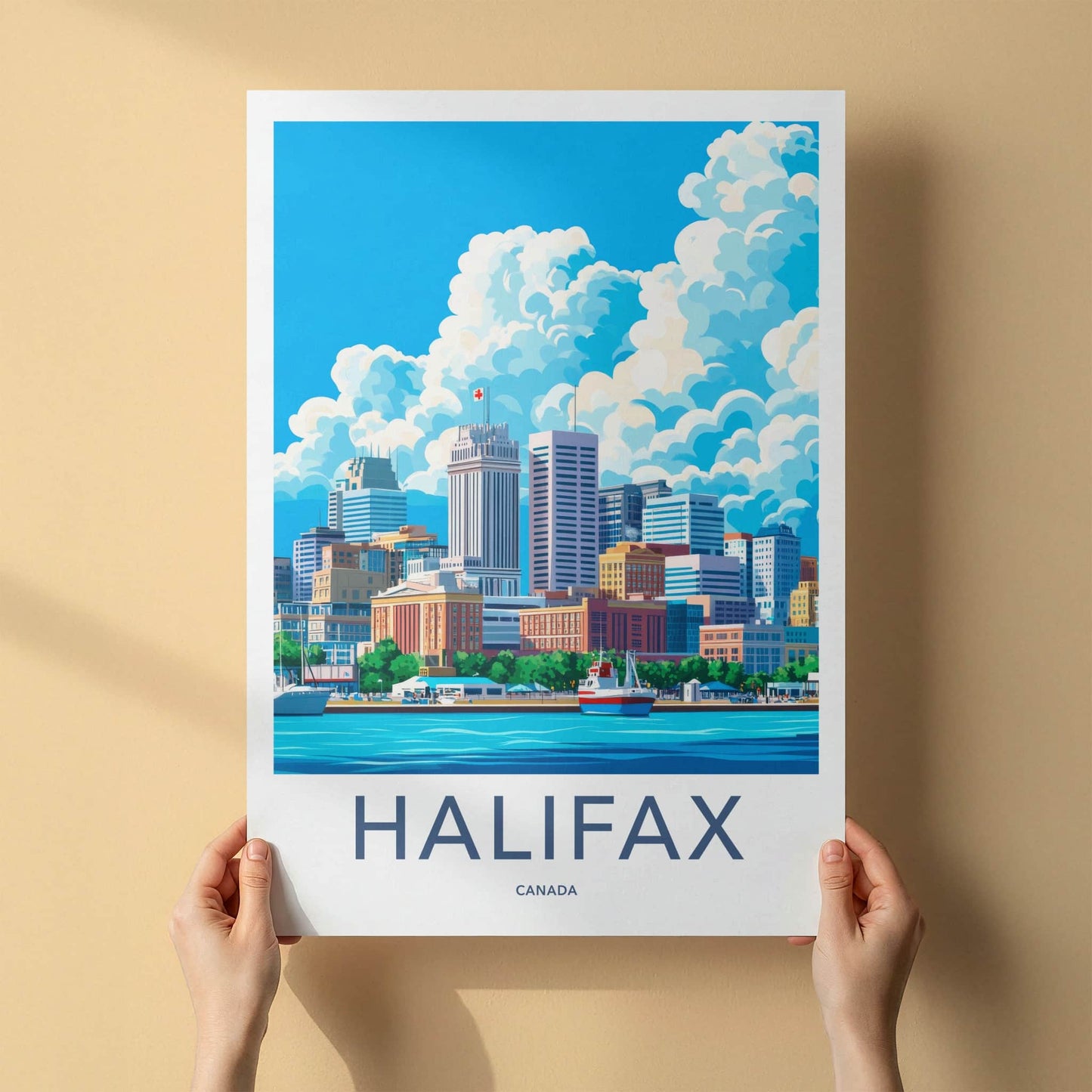 Halifax Poster - Canada Travel Art - Vibrant Harbor Skyline Home Decor