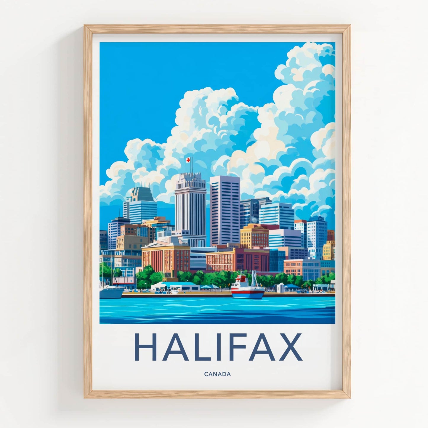 Halifax Poster - Canada Travel Art - Vibrant Harbor Skyline Home Decor