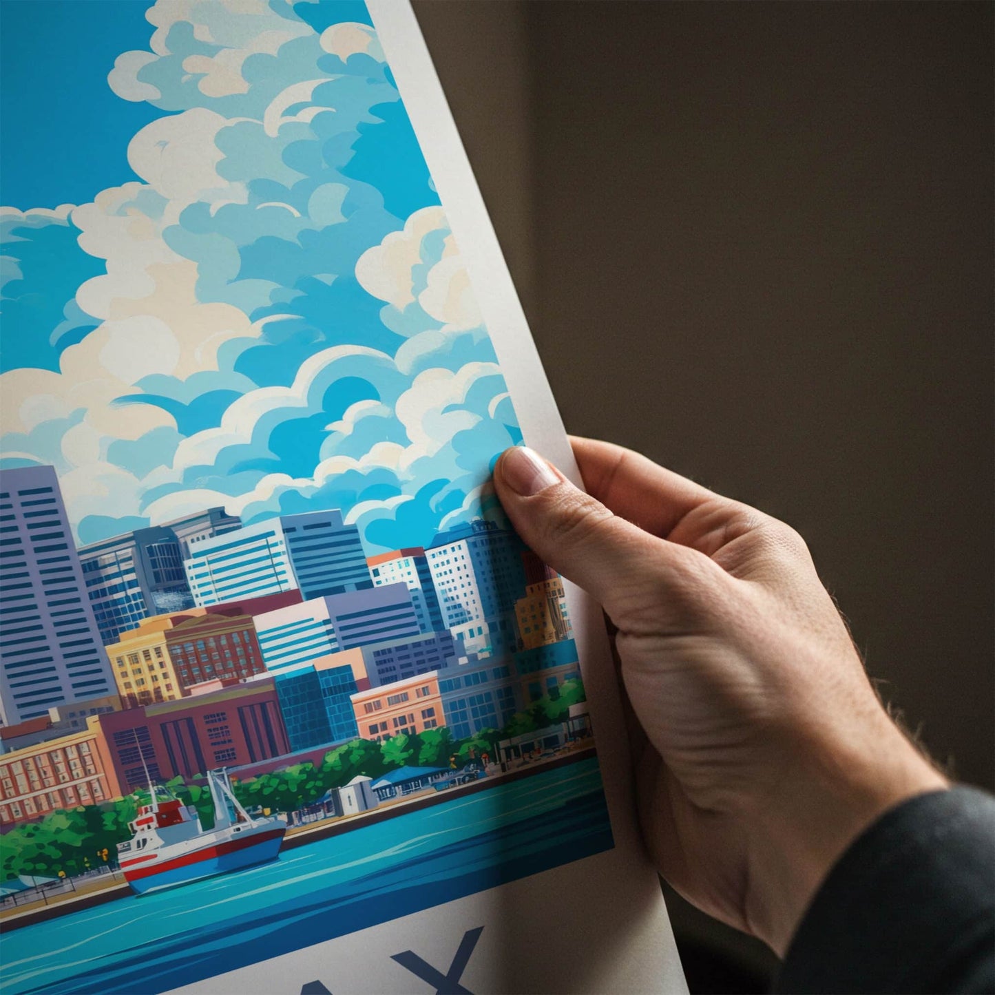 Halifax Poster - Canada Travel Art - Vibrant Harbor Skyline Home Decor
