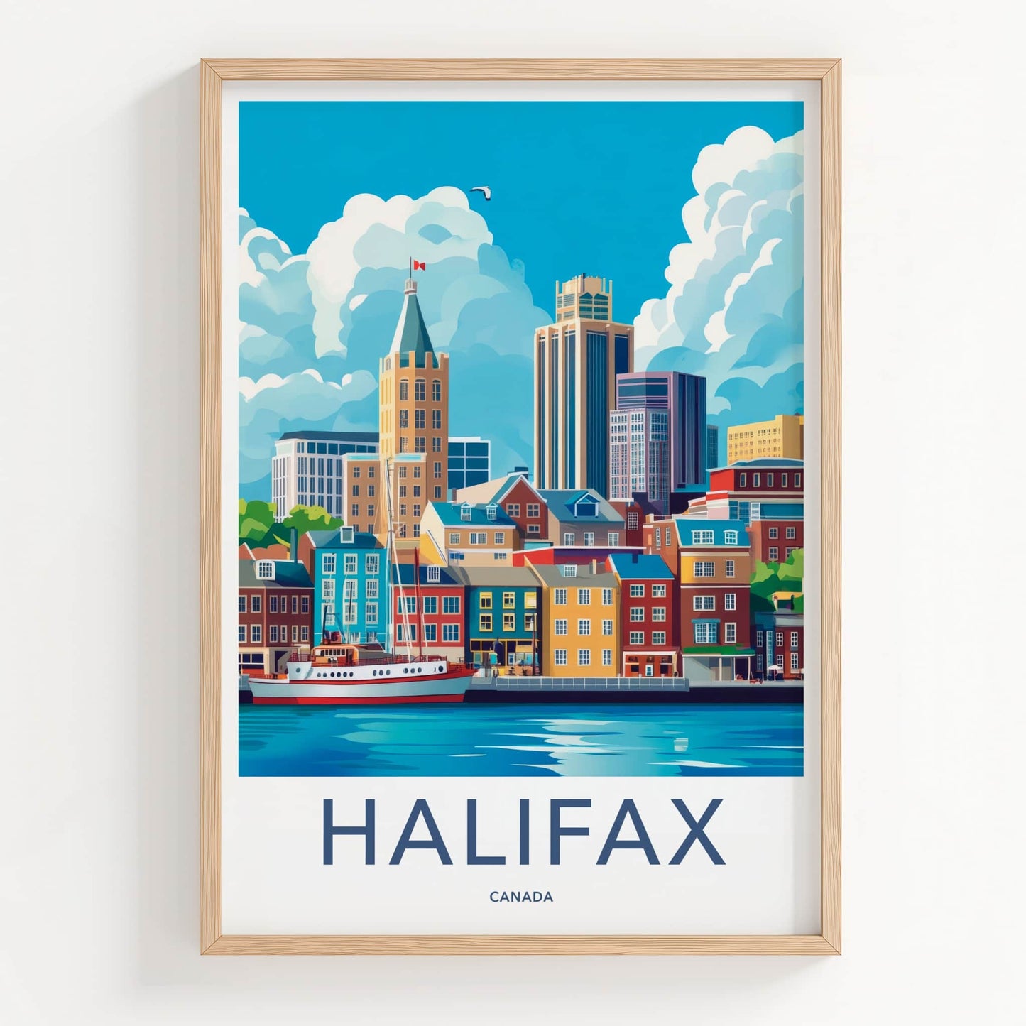 Halifax Poster - Canada Travel Art - Vibrant Port Cityscape Home Decor