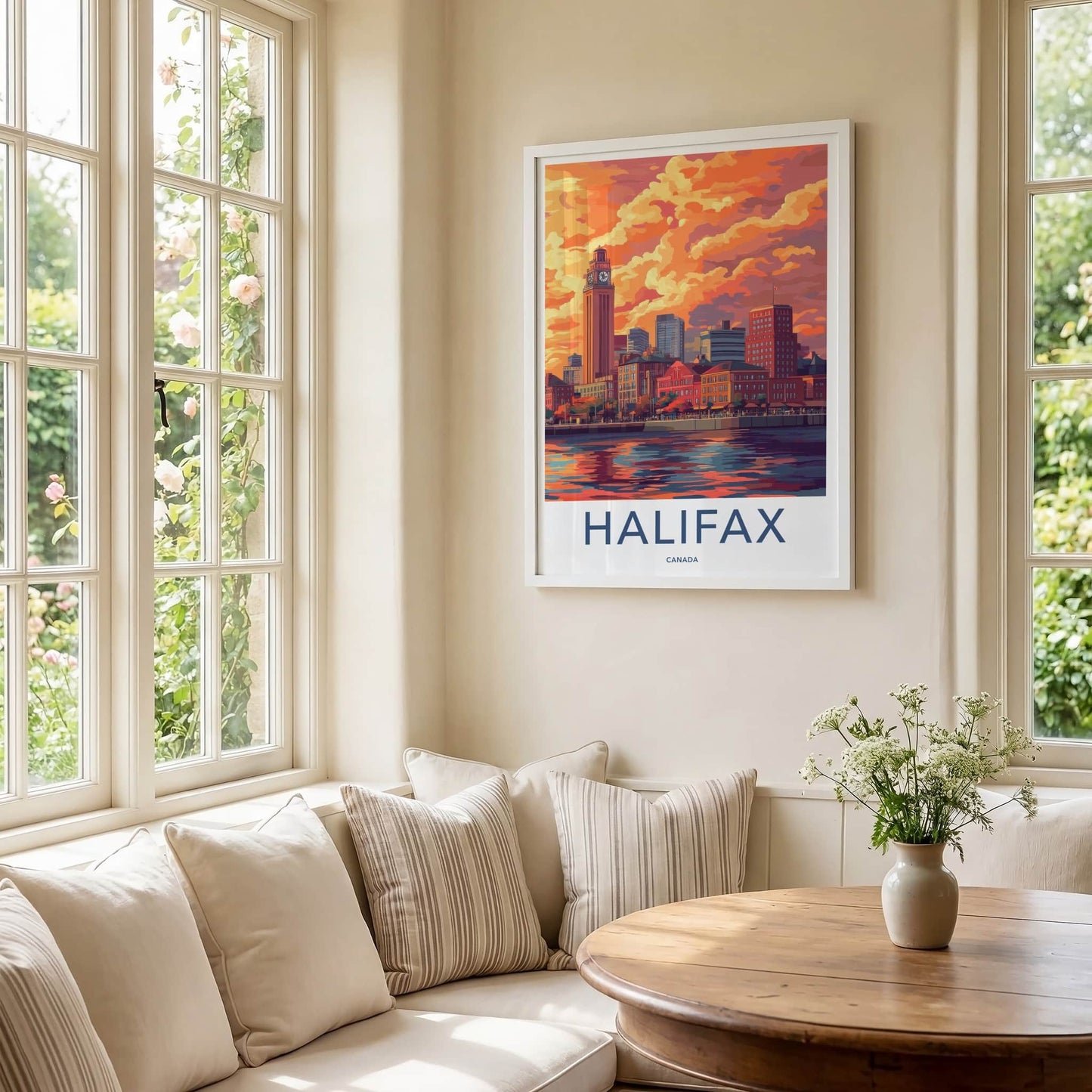 Halifax Poster - Canada Travel Art - Vibrant Sunset Cityscape Home Decor