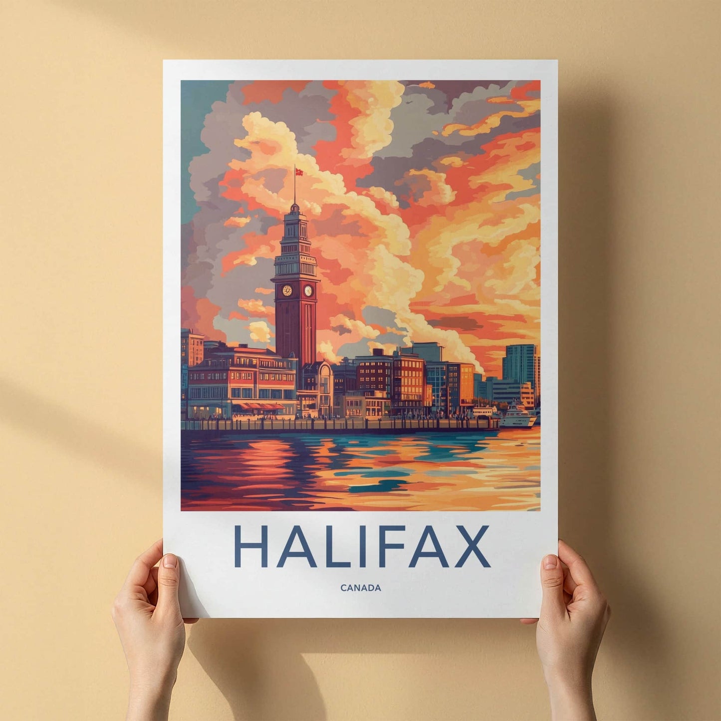 Halifax Poster - Canada Travel Art - Vibrant Sunset Harbor Home Decor